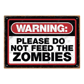 Zombie Warning Tin Sign