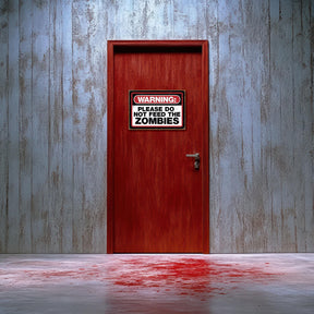 Zombie Warning Tin Sign