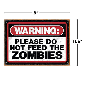 Zombie Warning Tin Sign