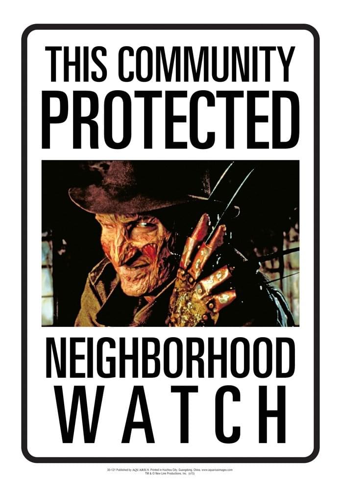Nightmare on Elm Street Freddy Neighborhood Watch Tin Sign