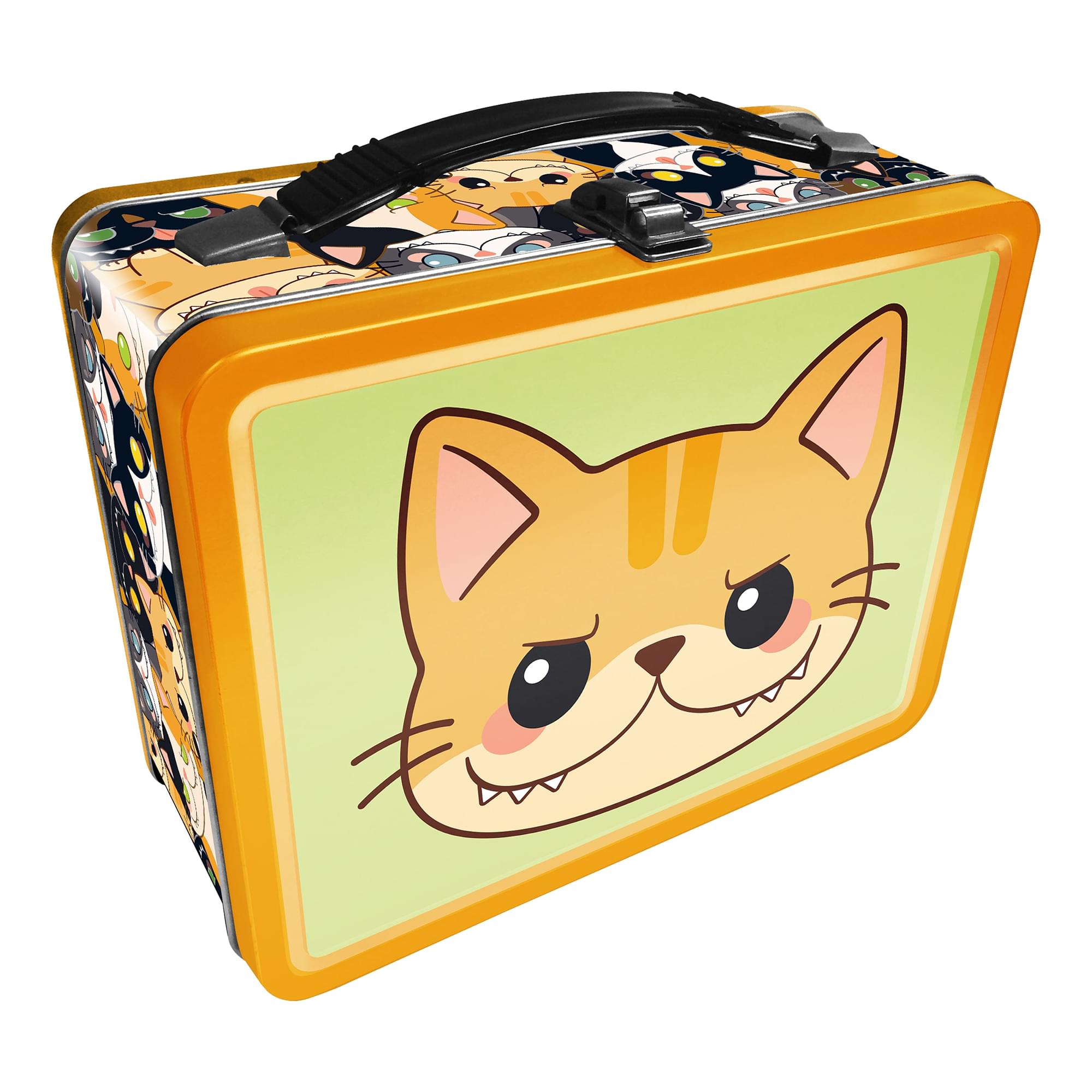 Sweet & Sour Cat Embossed Retro Metal Lunchbox
