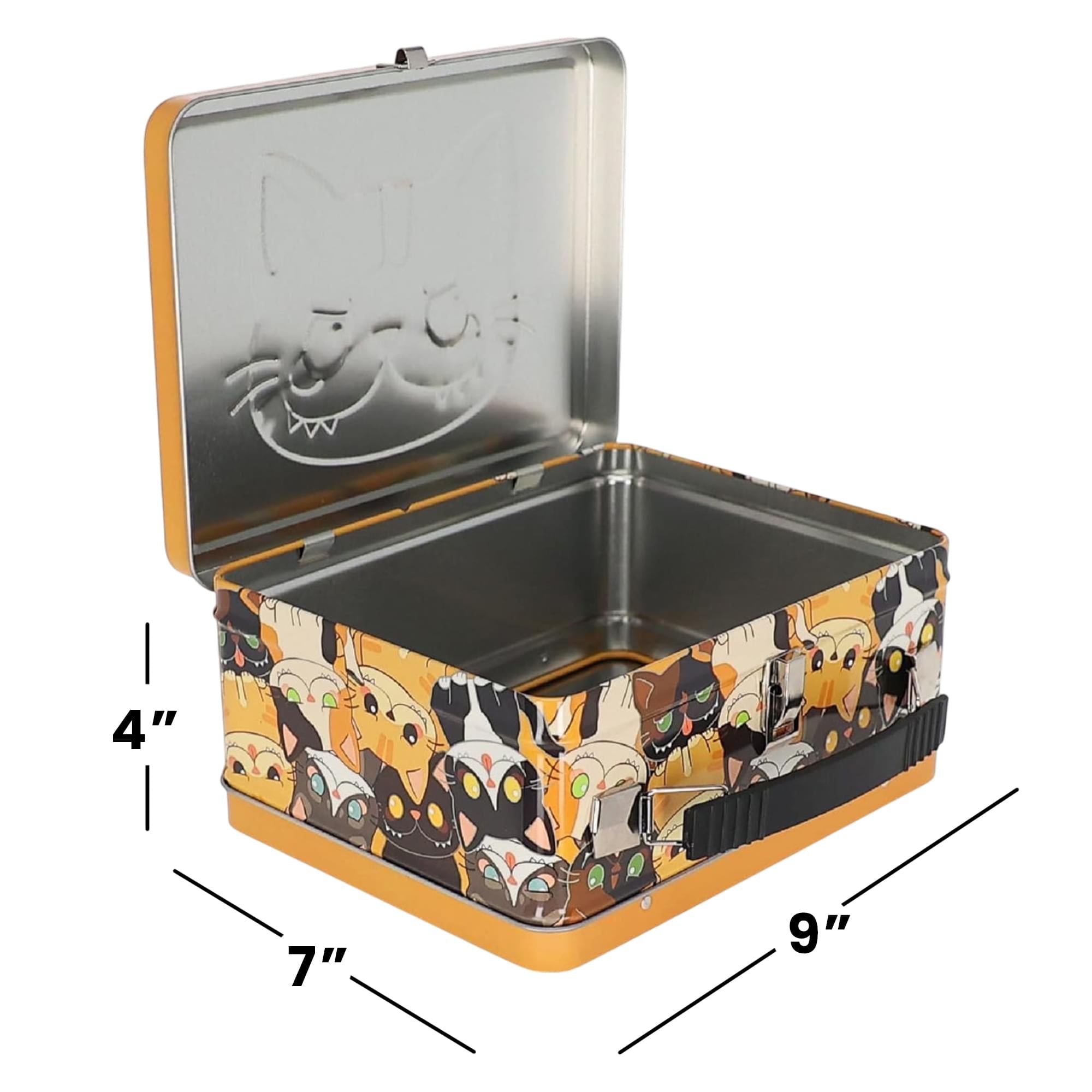 Sweet & Sour Cat Embossed Retro Metal Lunchbox