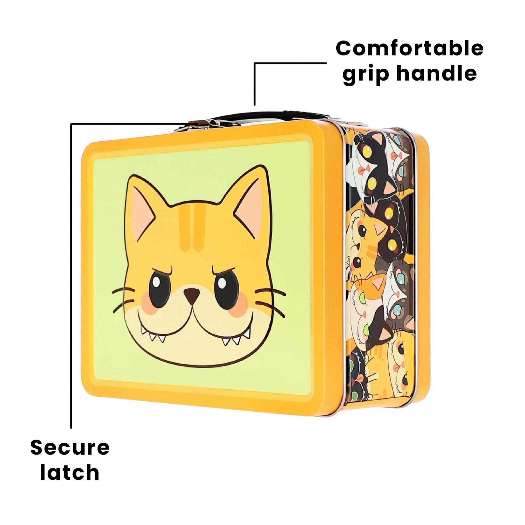 Sweet & Sour Cat Embossed Retro Metal Lunchbox