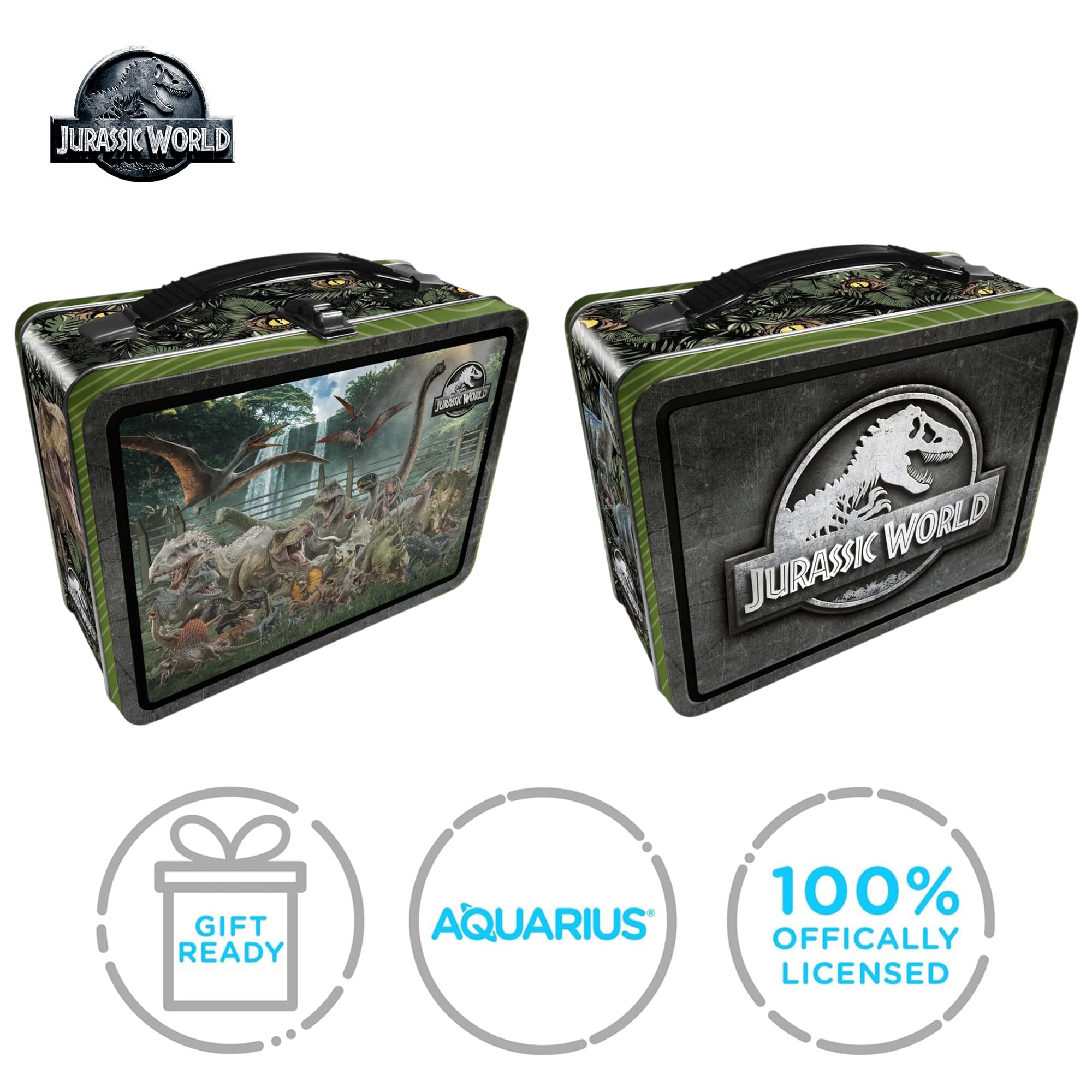 Jurassic World Size Chart Embossed Retro Metal Lunchbox