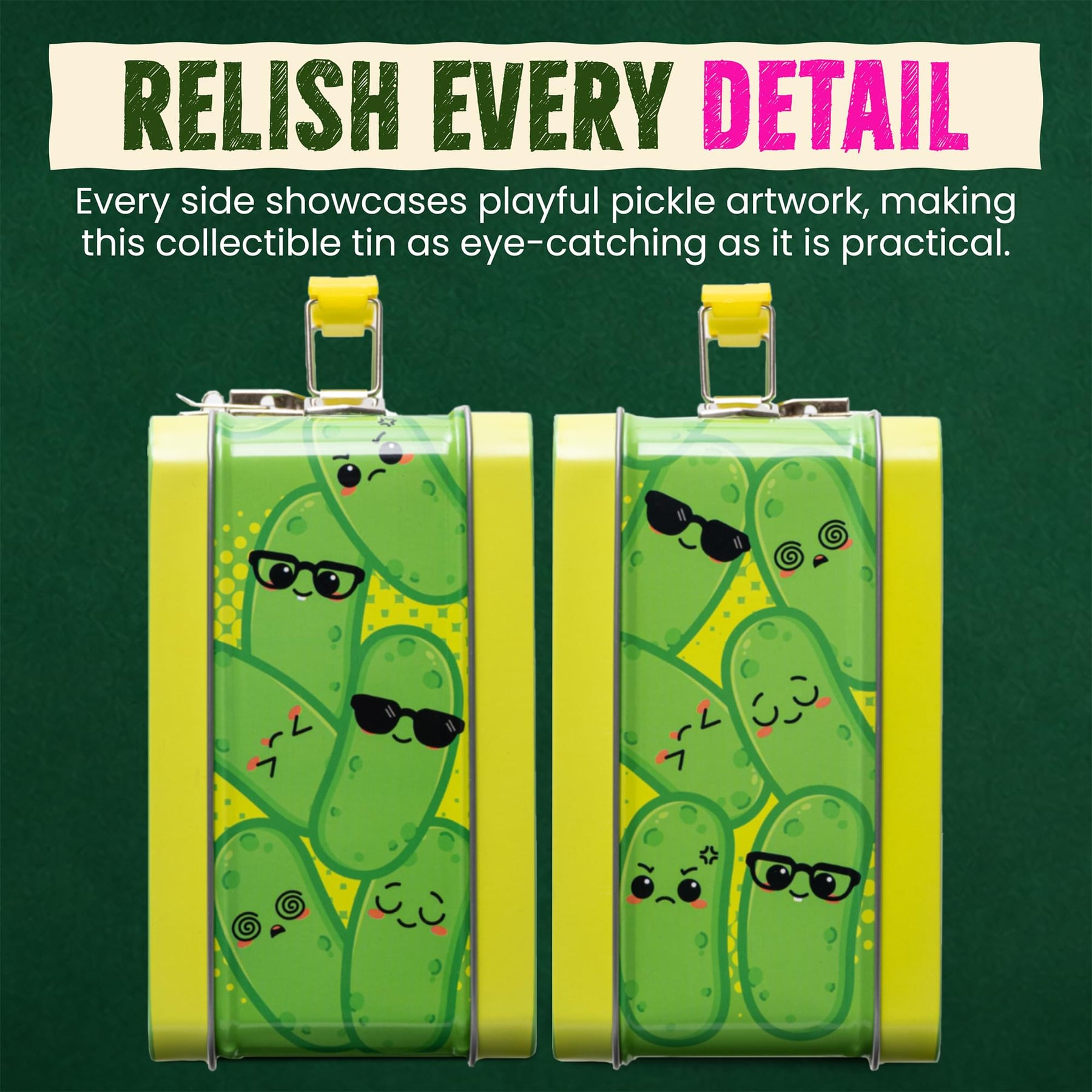 Pickles Embossed Retro Metal Lunchbox | 9 x 7 x 4 Inches