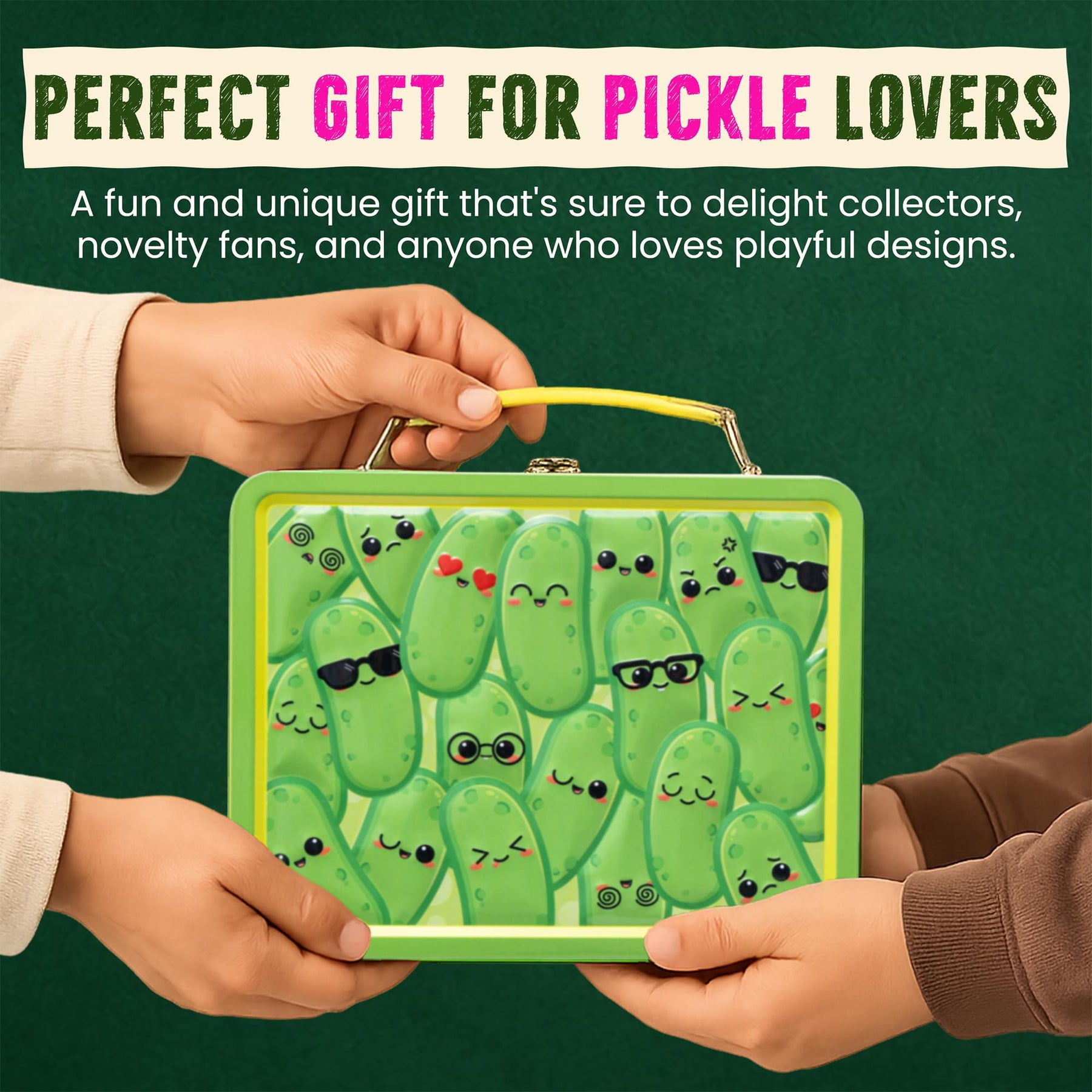 Pickles Embossed Retro Metal Lunchbox | 9 x 7 x 4 Inches