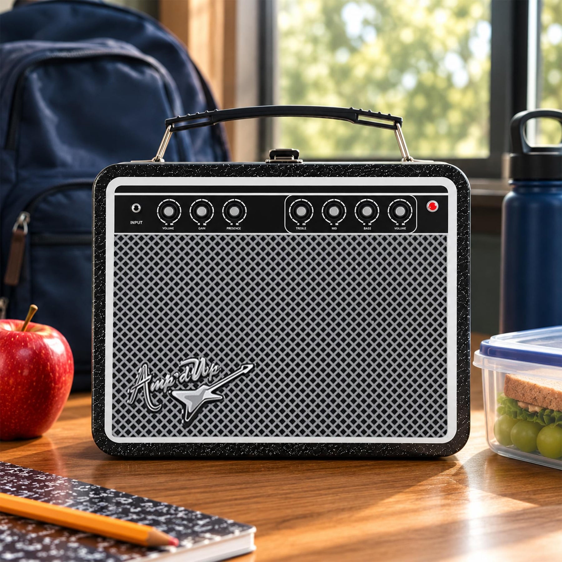 Amp'd Up Retro Guitar Amp-Styled Tin Tote | 8 x 6 Inches