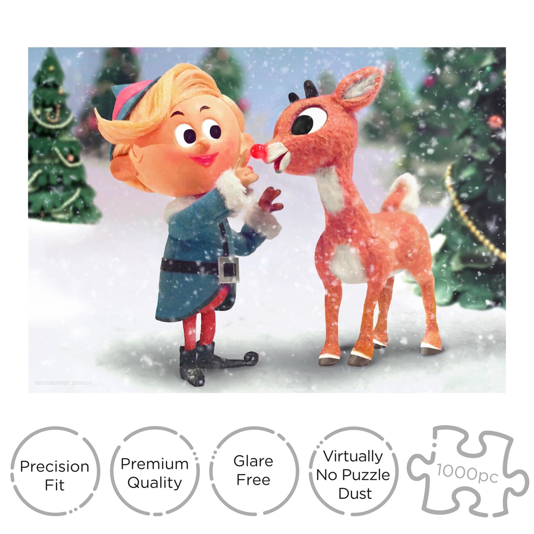 Rudolph The Red-Nosed Reindeer 1000 Piece Glitter Snow Jigsaw Puzzle
