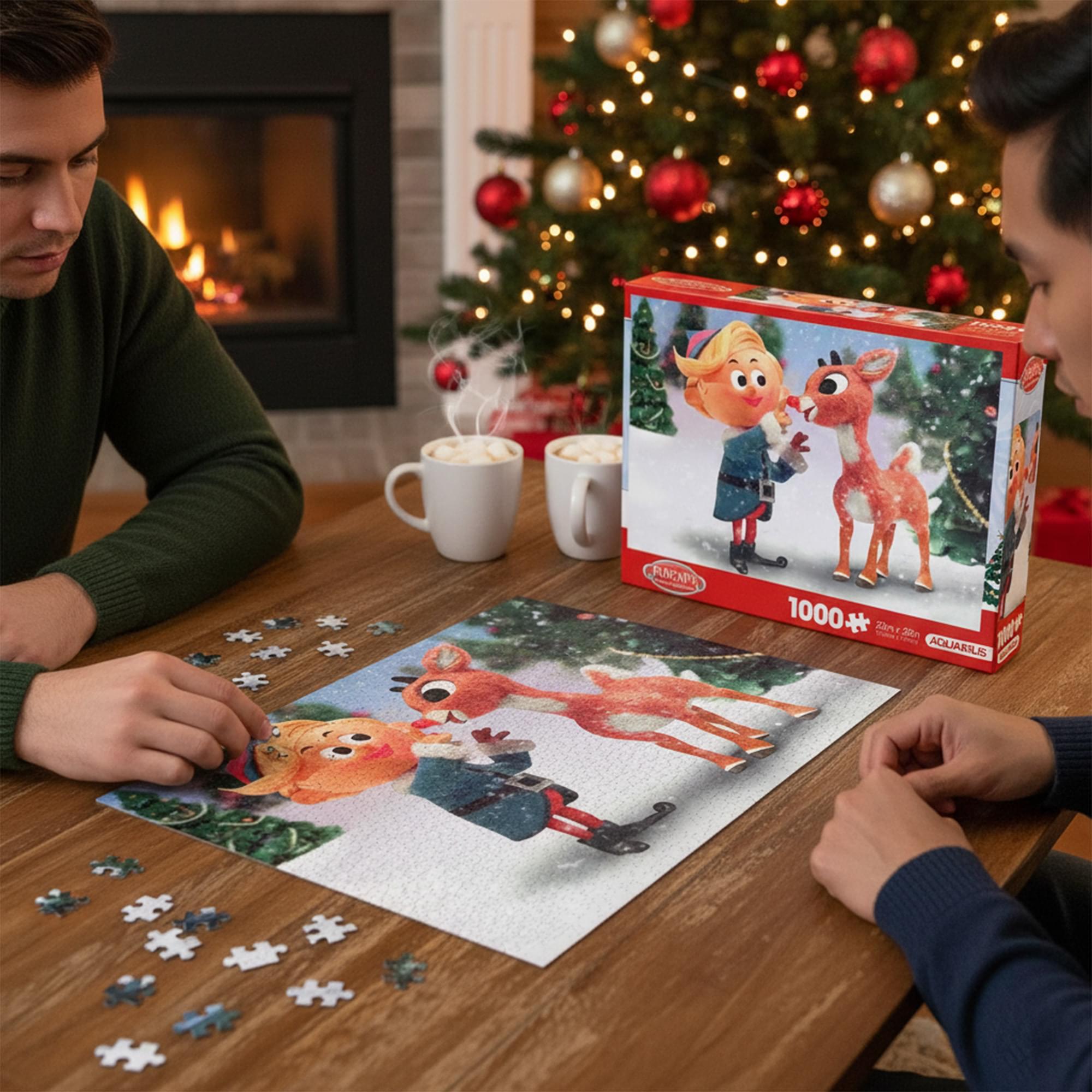 Rudolph The Red-Nosed Reindeer 1000 Piece Glitter Snow Jigsaw Puzzle