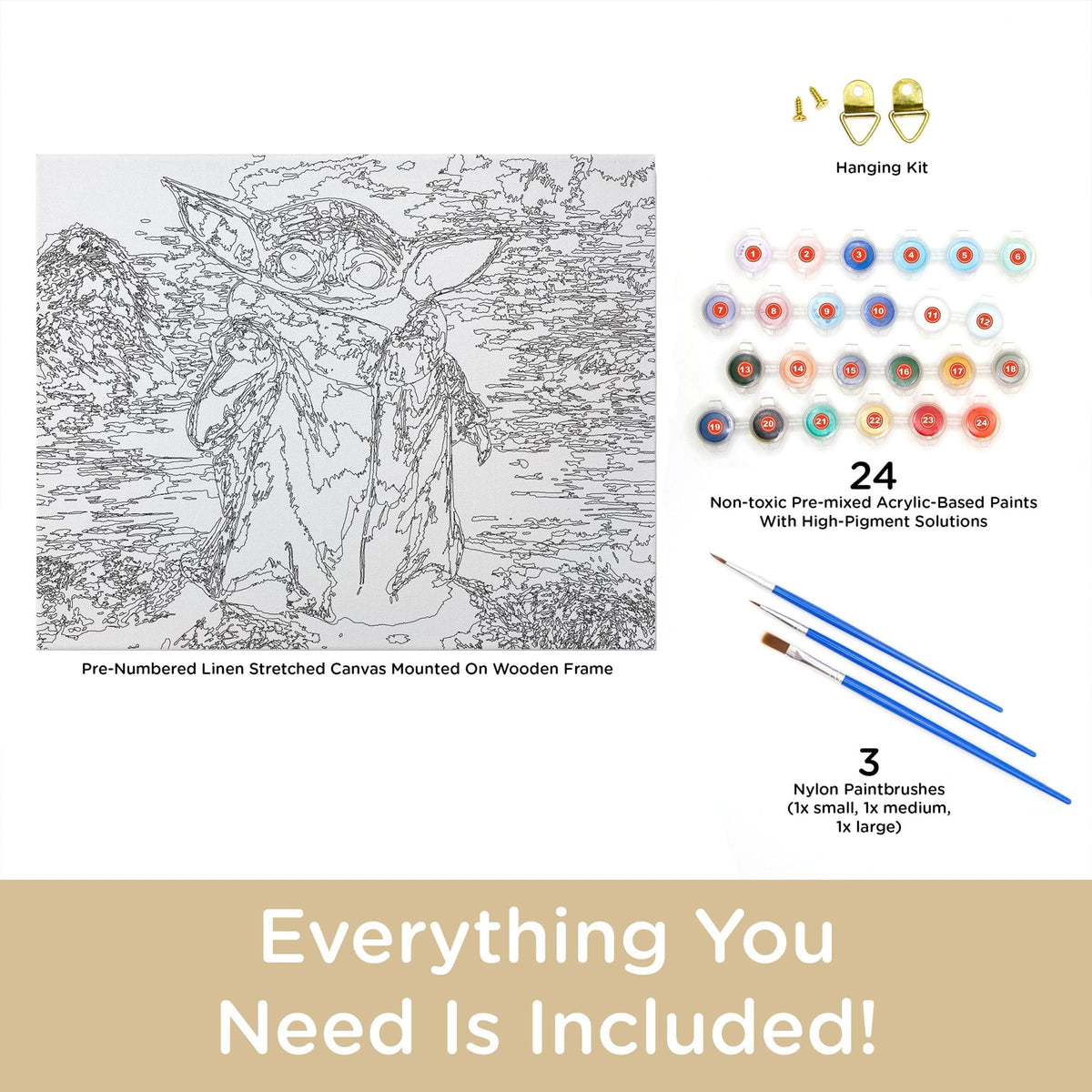 Star Wars Grogu Art By Numbers Painting Kit | Free Shipping