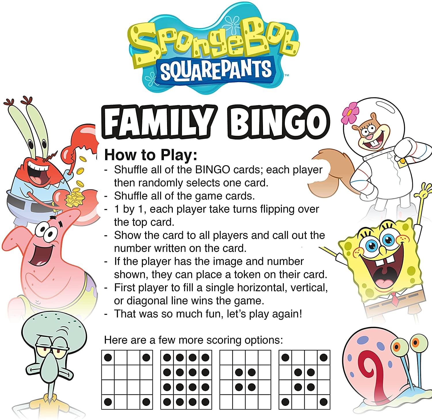 SpongeBob SquarePants Family Bingo | 2-18 Players