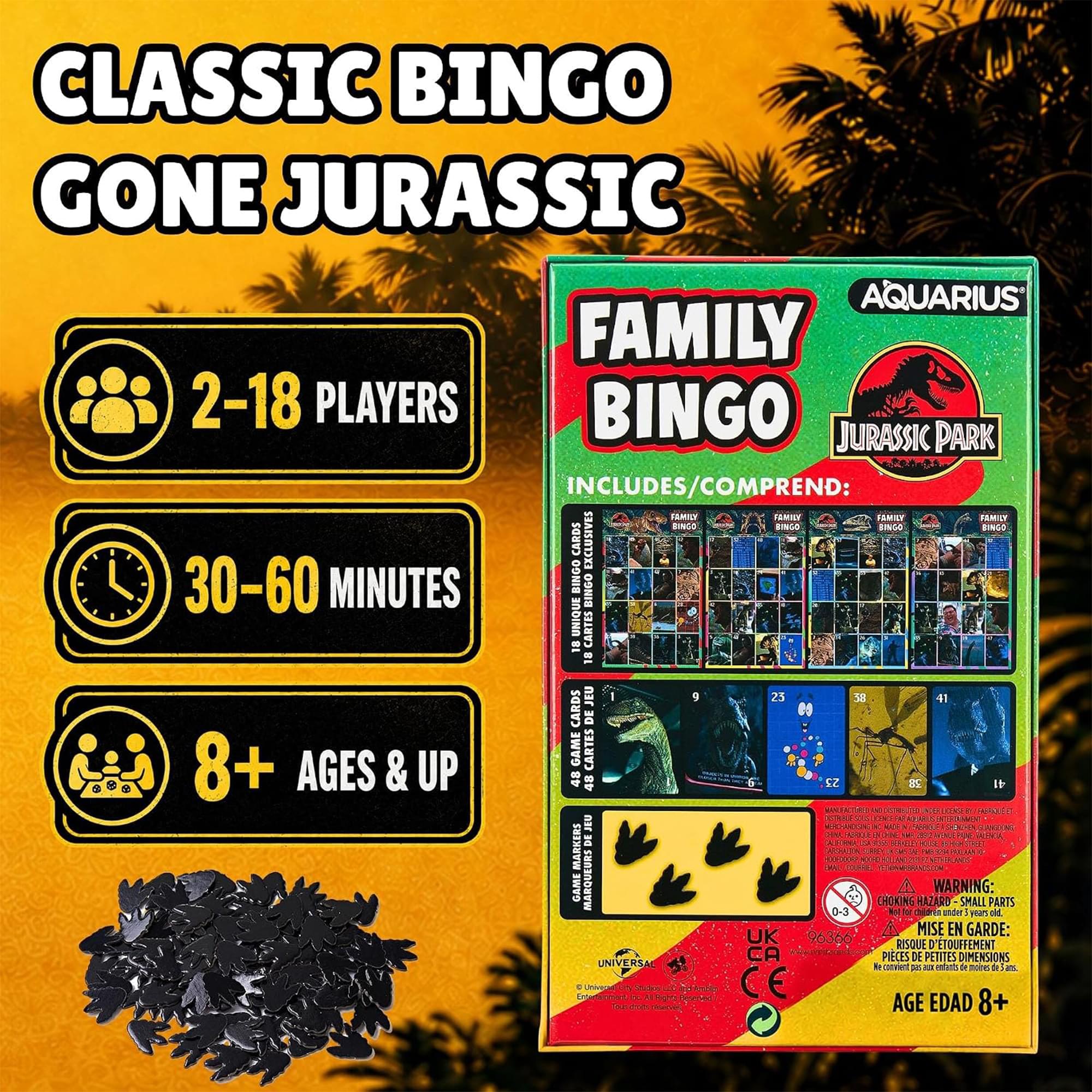 Jurassic Park Family Bingo Game