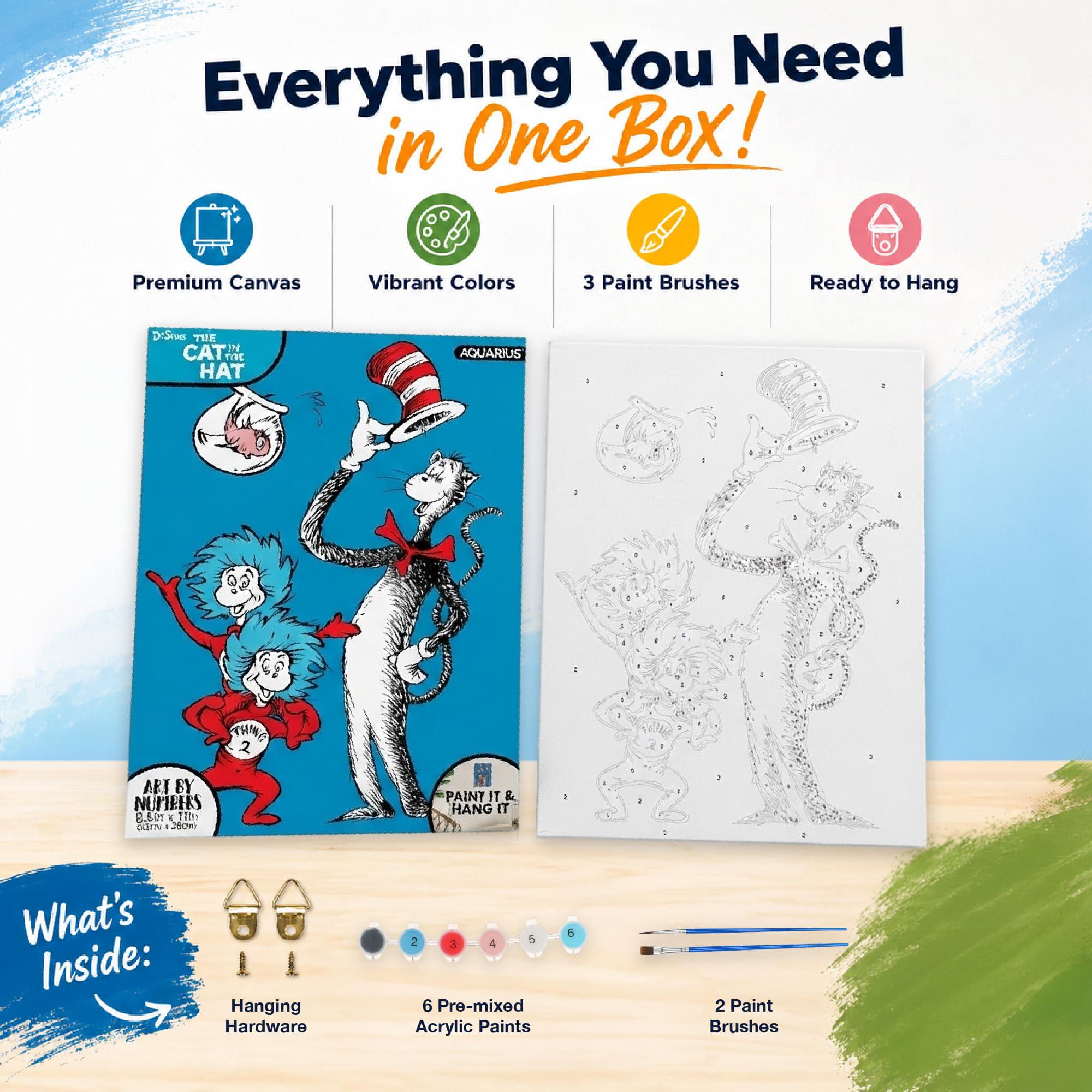 Dr. Seuss Cat In The Hat Mini Art-By-Numbers Painting Kit | 8.5 x 11 Inches