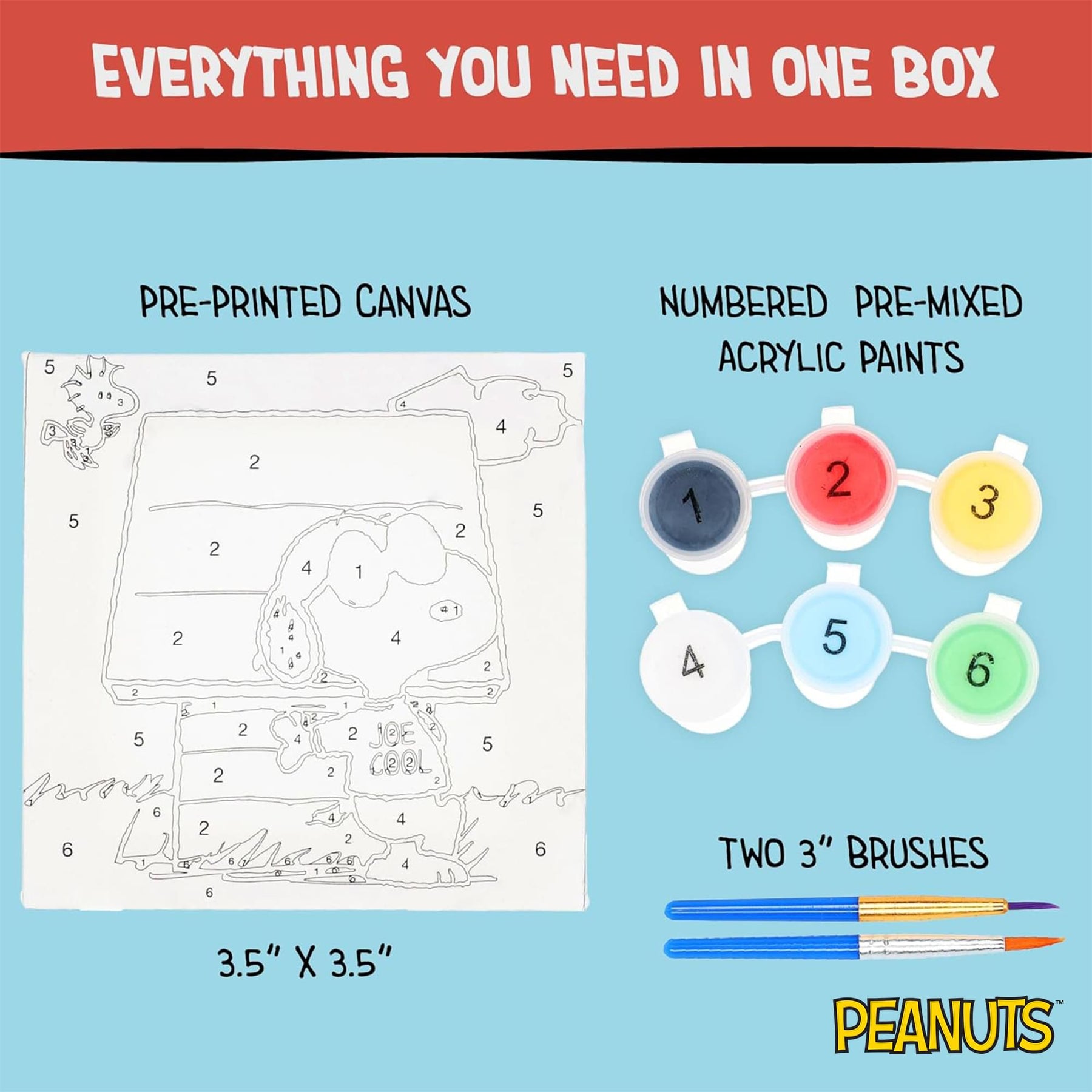 Peanuts Snoopy Micro Art By Numbers Painting Kit | 3.5 Inches