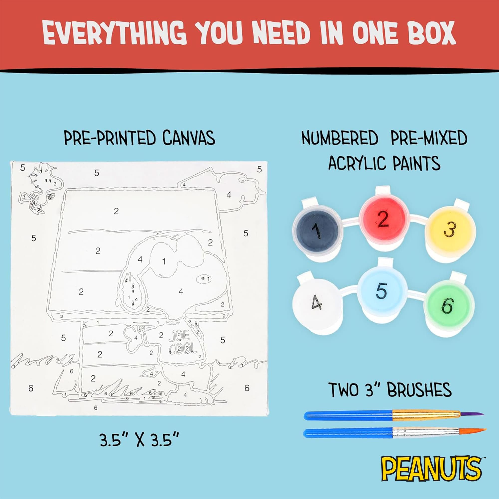 Peanuts Snoopy Micro Art By Numbers Painting Kit | 3.5 Inches
