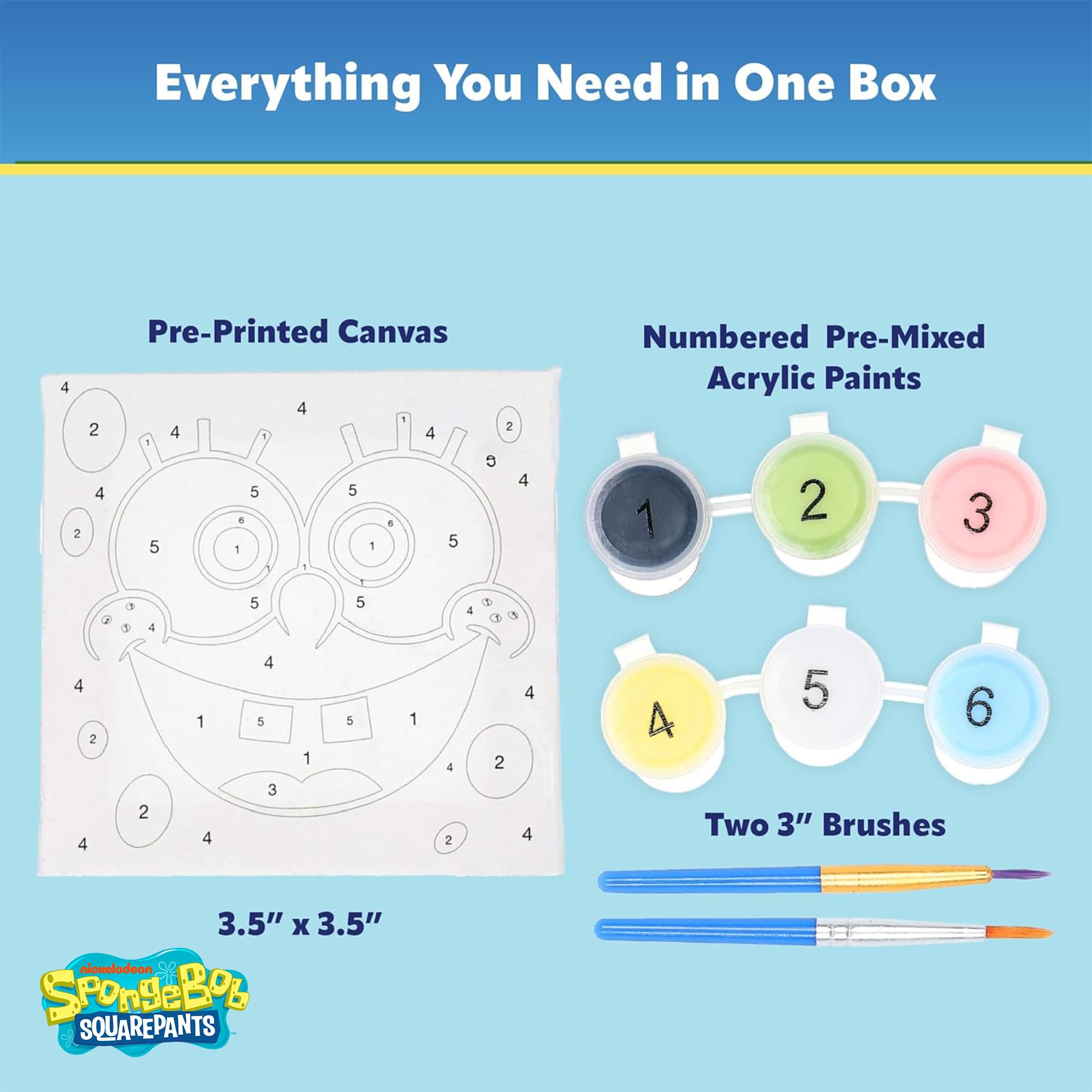 SpongeBob SquarePants Face Micro Art By Numbers Painting Kit | 3.5 x 3.5 Inches
