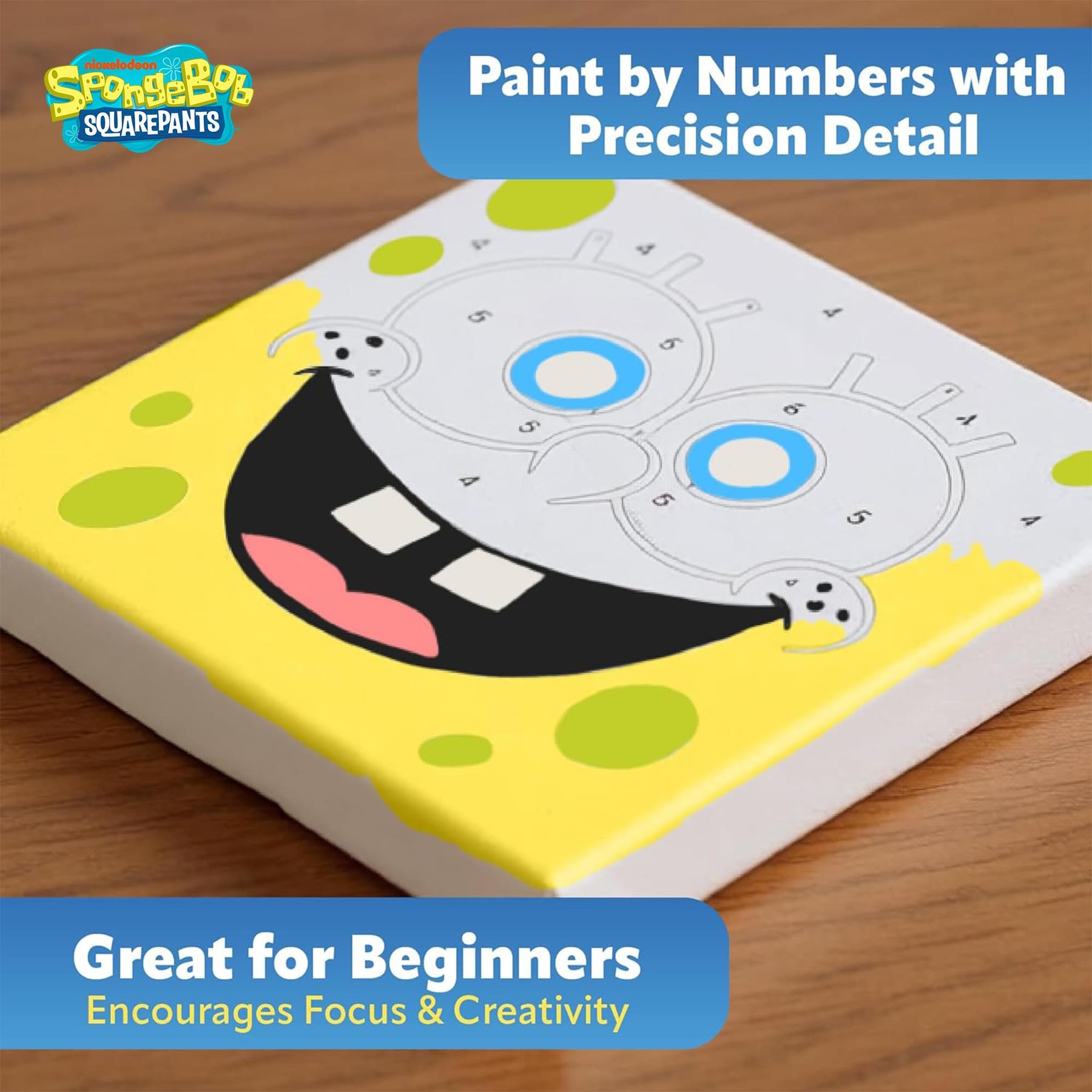 SpongeBob SquarePants Face Micro Art By Numbers Painting Kit | 3.5 x 3.5 Inches