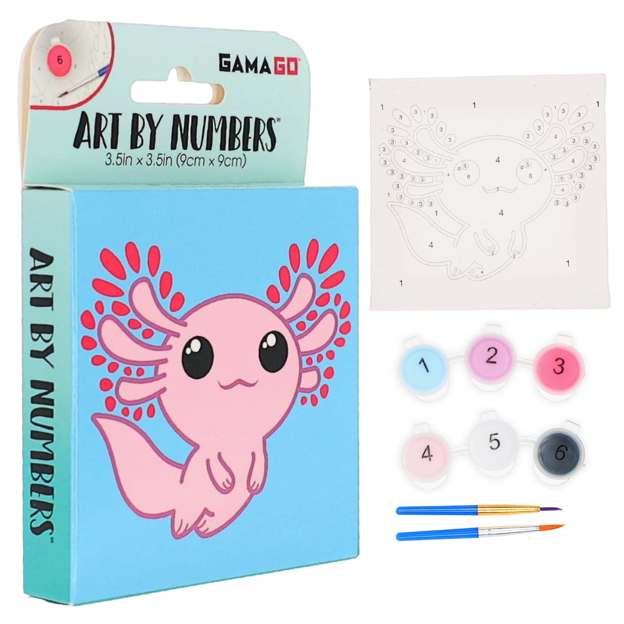 Axolotl Micro Art-By-Numbers Painting Kit | 3.5 x 3.5 Inches