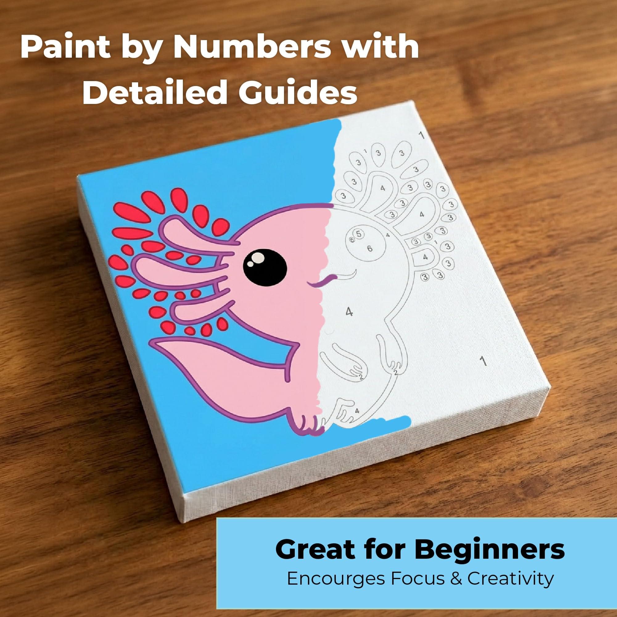 Axolotl Micro Art-By-Numbers Painting Kit | 3.5 x 3.5 Inches