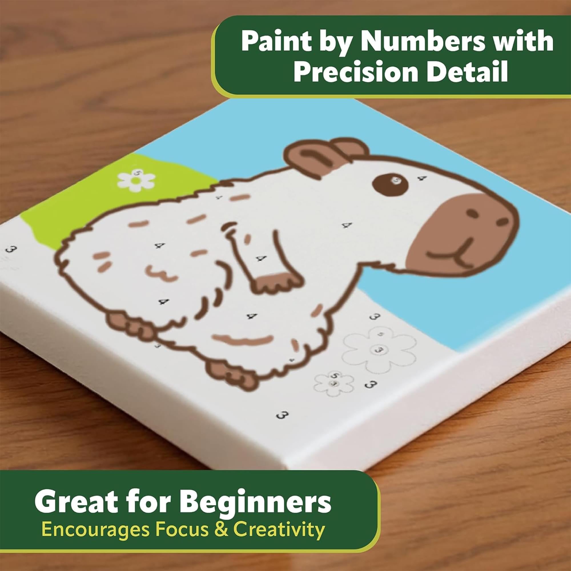 Capybara Micro Art By Numbers Painting Kit | 3.5 x 3.5 Inches