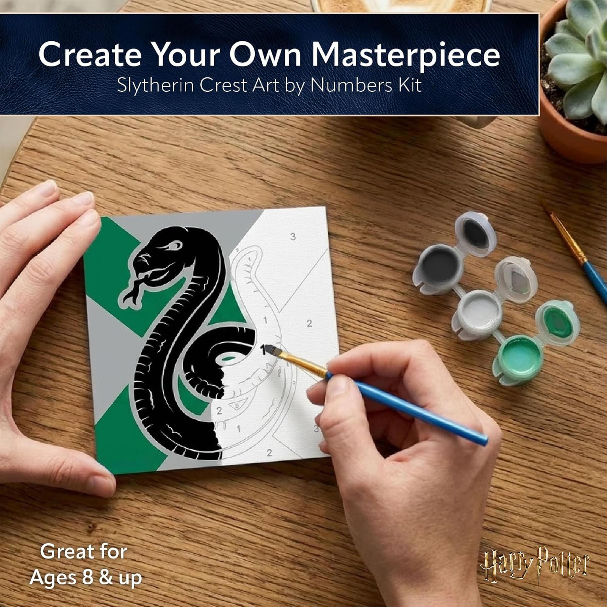 Harry Potter House Slytherin Micro Art By Numbers Painting Kit | 3.5 Inches