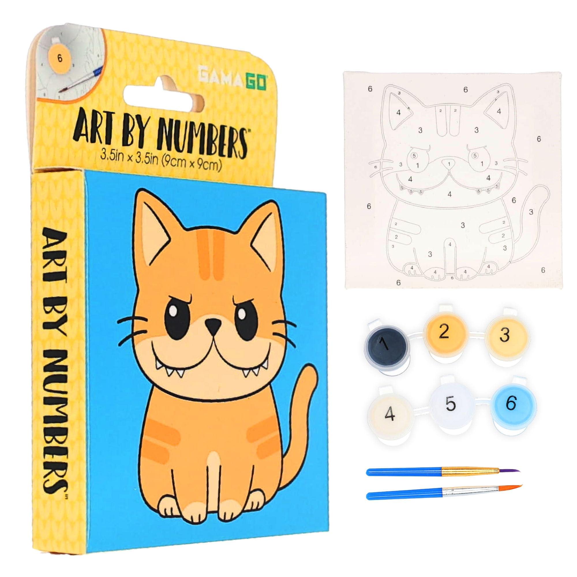 Sweet & Sour Cat Micro Art-By-Numbers Painting Kit | 3.5 x 3.5 Inches