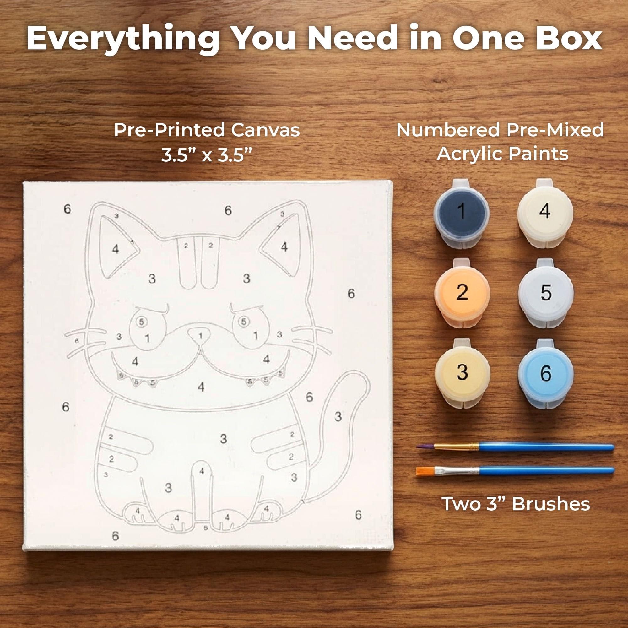 Sweet & Sour Cat Micro Art-By-Numbers Painting Kit | 3.5 x 3.5 Inches