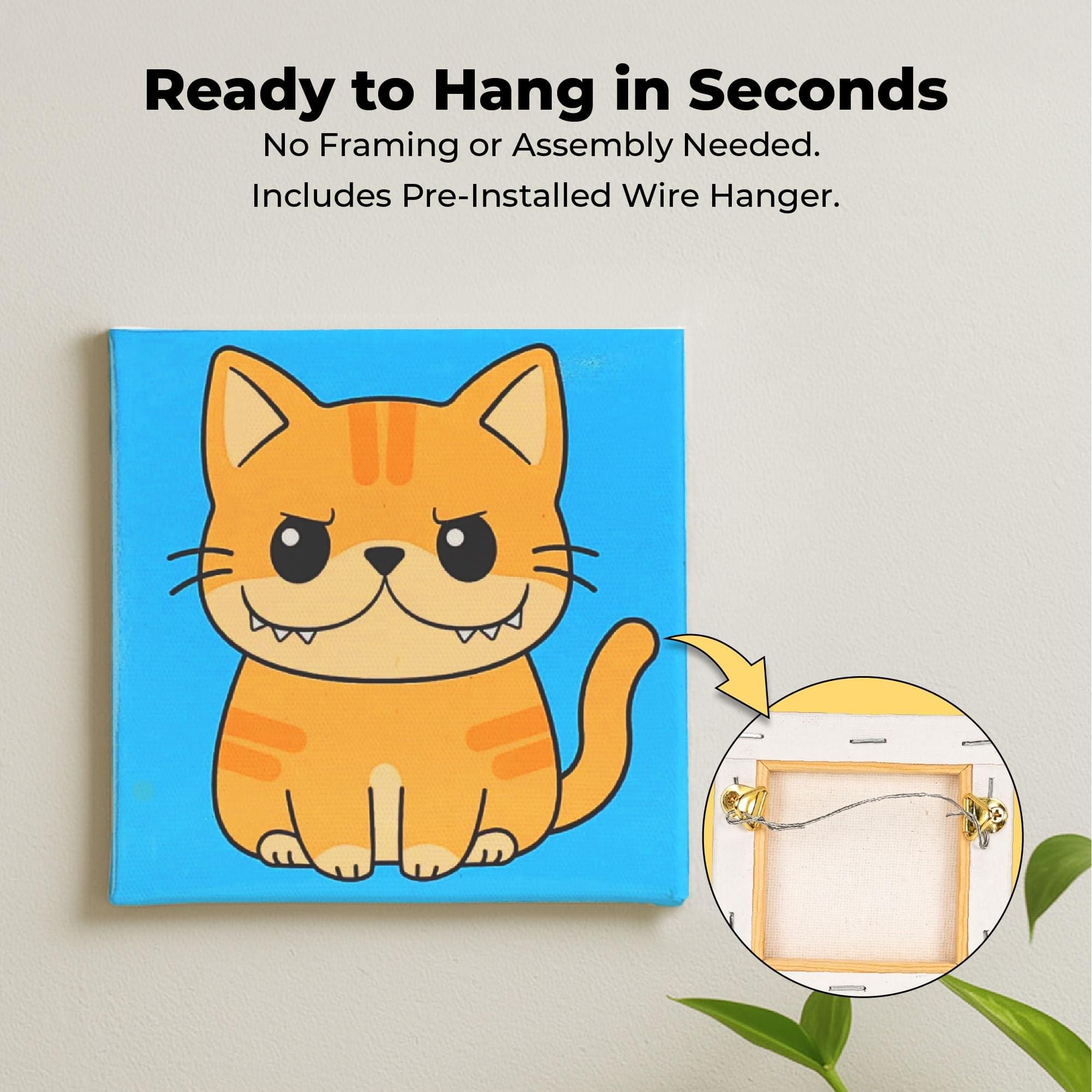 Sweet & Sour Cat Micro Art-By-Numbers Painting Kit | 3.5 x 3.5 Inches