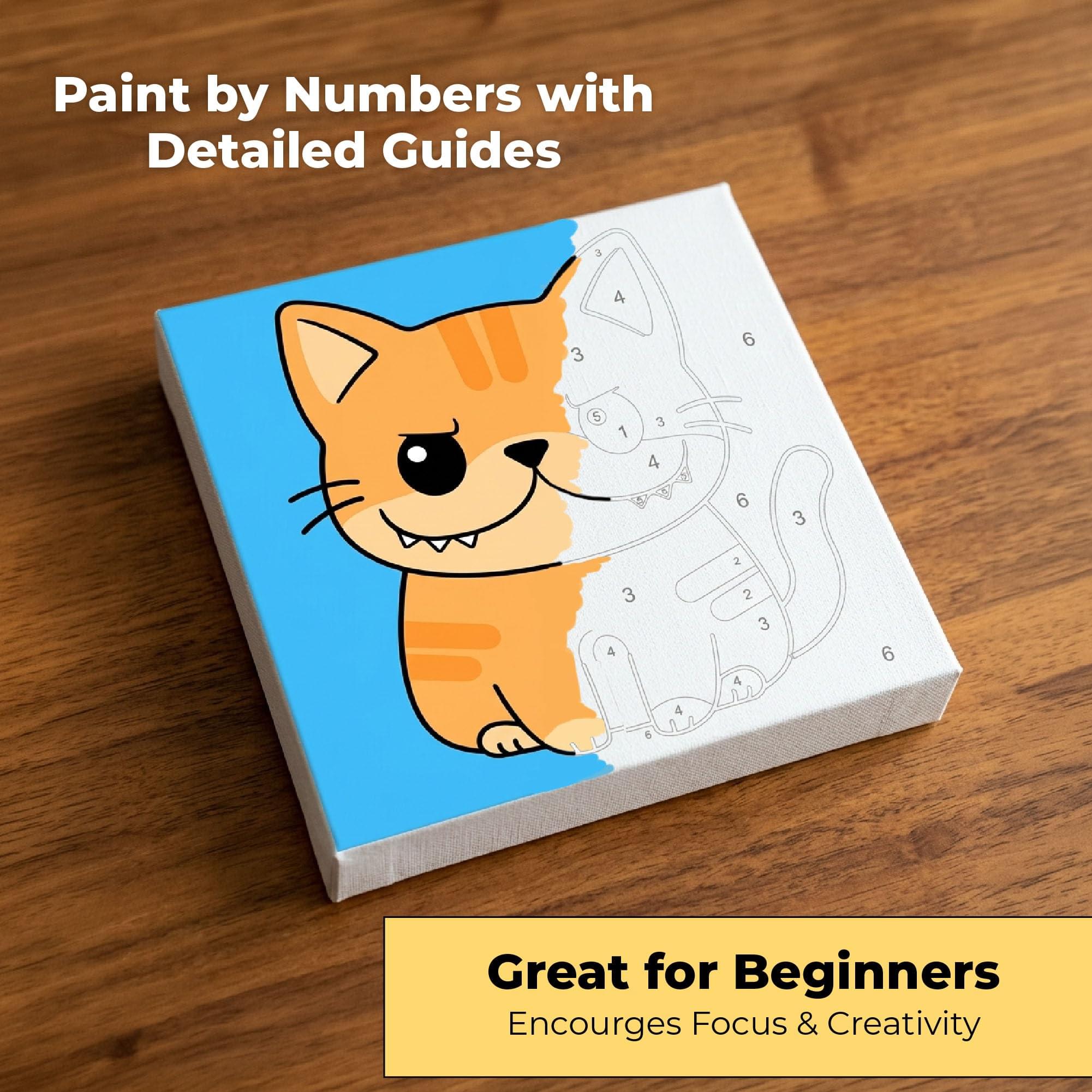 Sweet & Sour Cat Micro Art-By-Numbers Painting Kit | 3.5 x 3.5 Inches