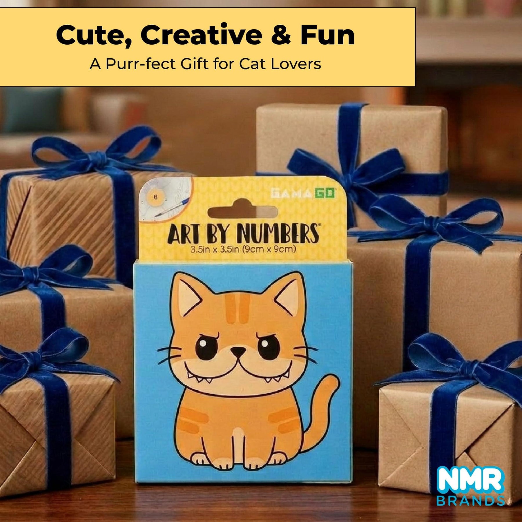 Sweet & Sour Cat Micro Art-By-Numbers Painting Kit | 3.5 x 3.5 Inches