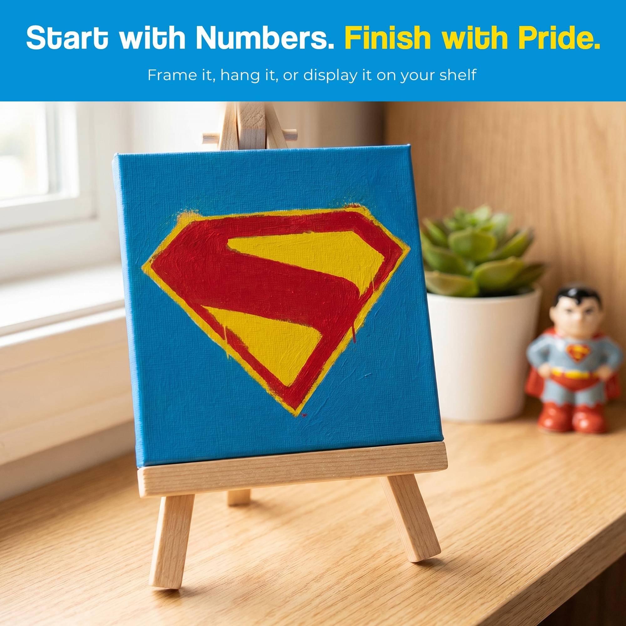 DC Comics Supergirl Micro Art-By-Numbers Painting Kit | 3.5 x 3.5 Inches