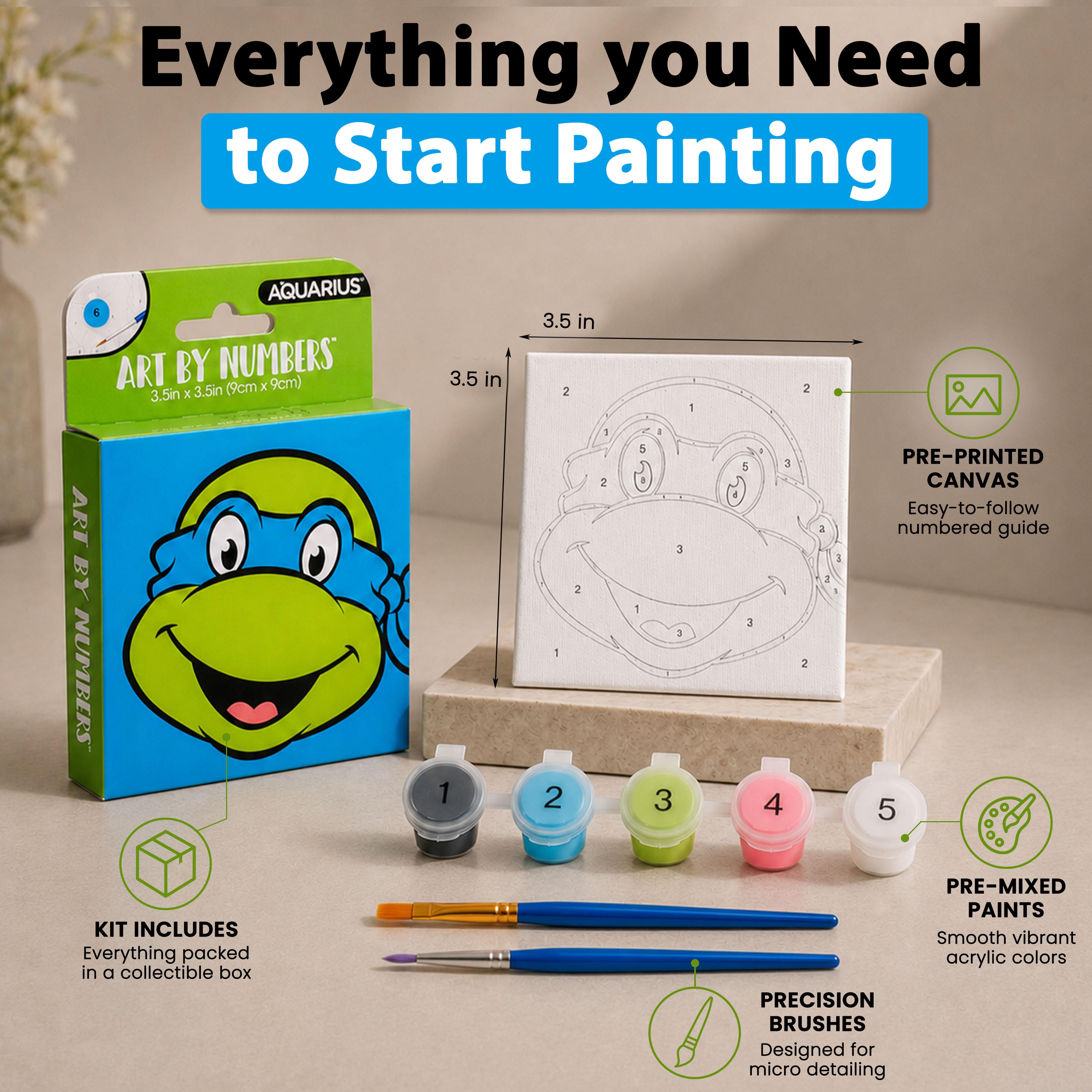 TMNT Leonardo Micro Art-By-Numbers Painting Kit | 3.5 x 3.5 Inches