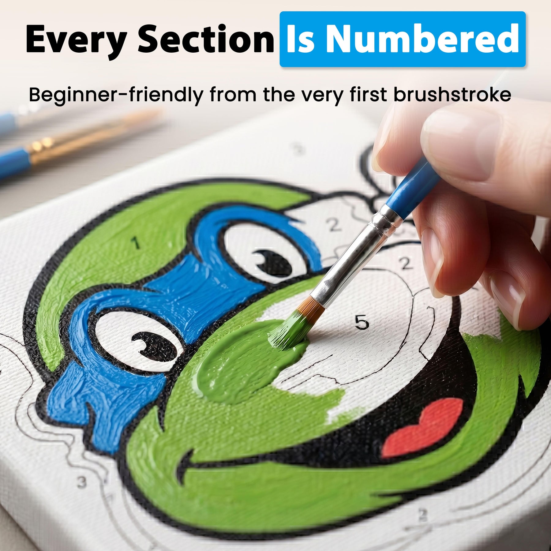 TMNT Leonardo Micro Art-By-Numbers Painting Kit | 3.5 x 3.5 Inches