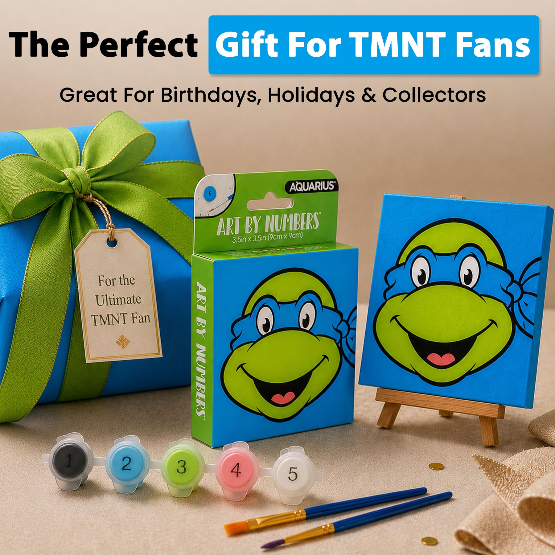 TMNT Leonardo Micro Art-By-Numbers Painting Kit | 3.5 x 3.5 Inches
