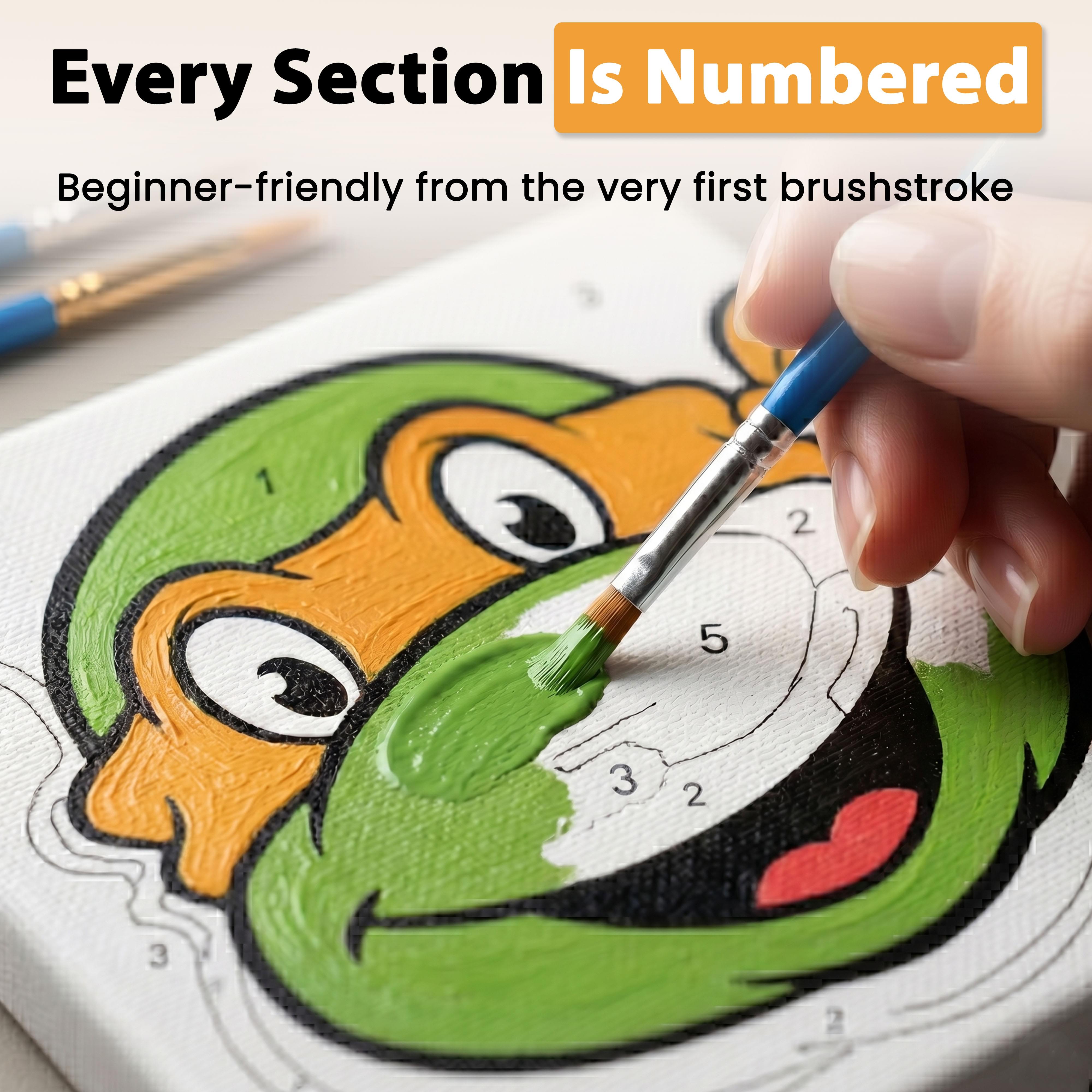 TMNT Michaelangelo Micro Art-By-Numbers Painting Kit | 3.5 x 3.5 Inches