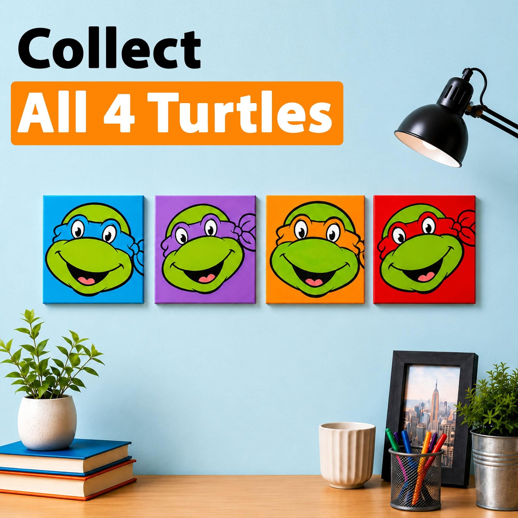 TMNT Michaelangelo Micro Art-By-Numbers Painting Kit | 3.5 x 3.5 Inches