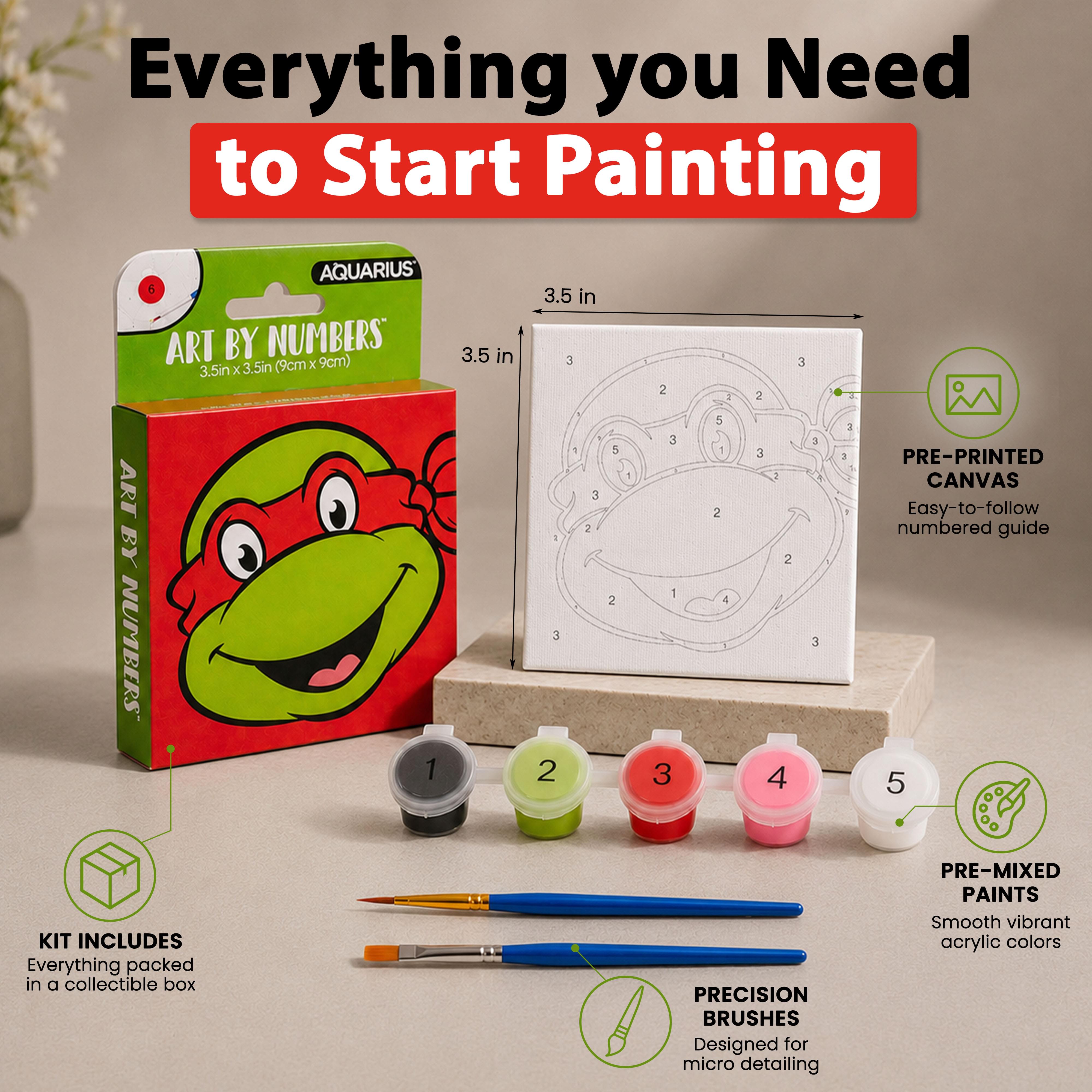TMNT Raphael Micro Art-By-Numbers Painting Kit | 3.5 x 3.5 Inches
