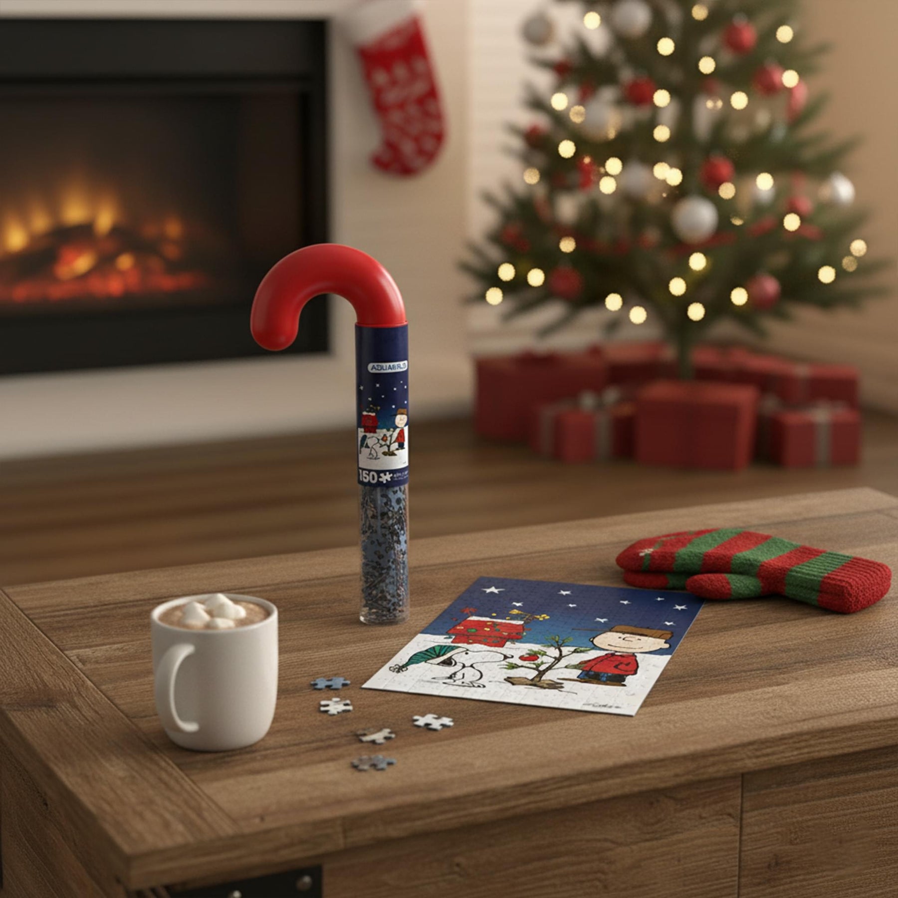 Peanuts Charlie Brown Christmas 150 Piece Candy Cane Micro Jigsaw Puzzle