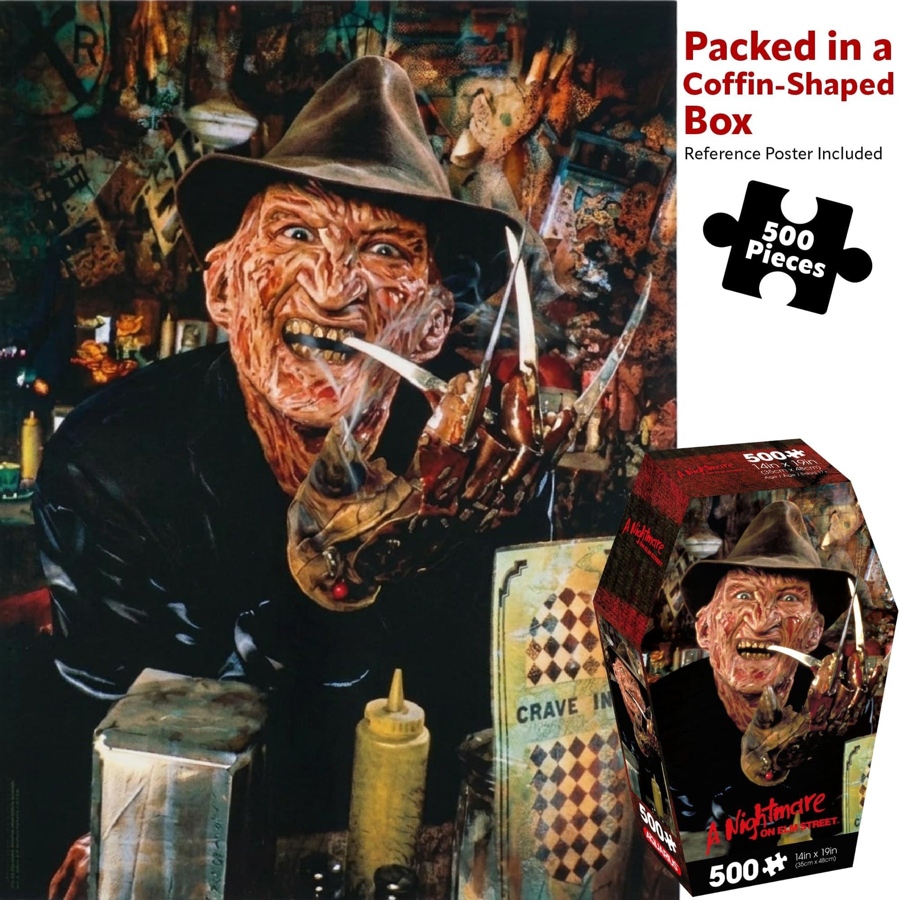 A Nightmare On Elm Street 500-Piece Jigsaw Puzzle | Coffin Box