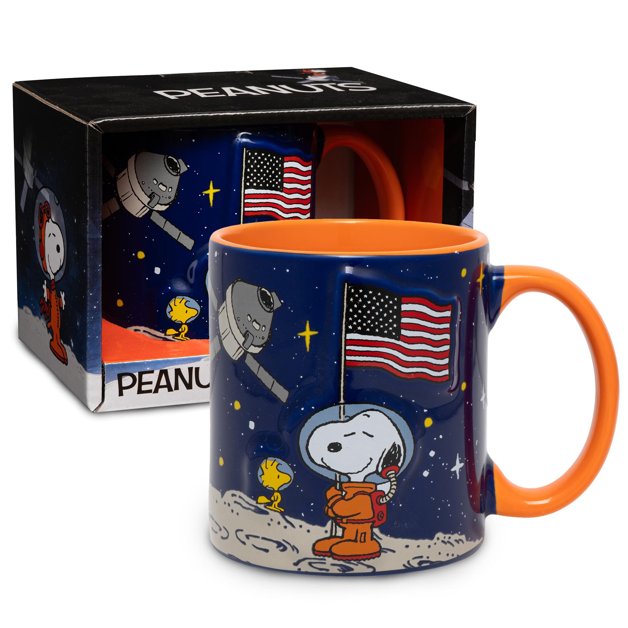 Peanuts Snoopy In Space Embossed Ceramic Mug | Holds 18 Ounces