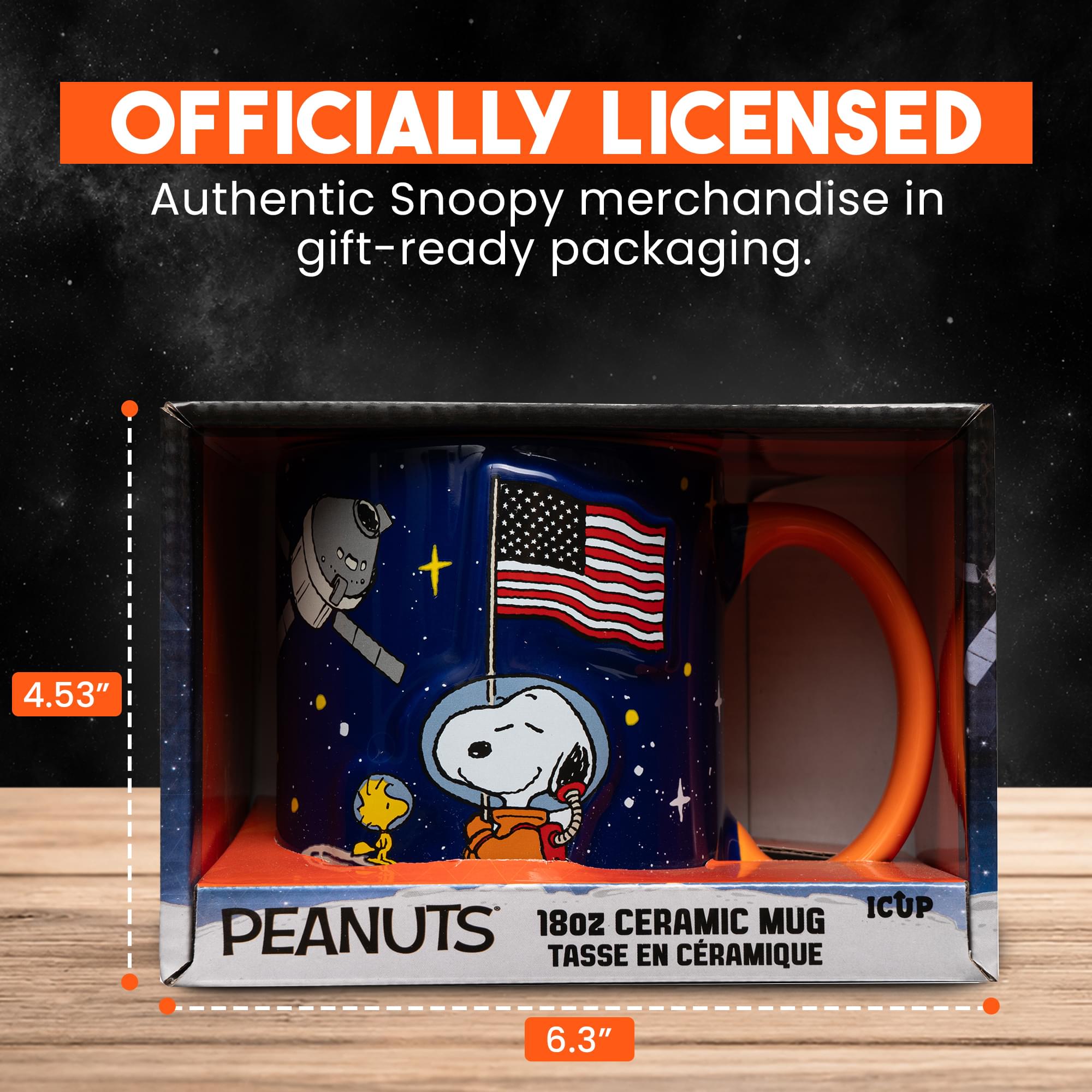 Peanuts Snoopy In Space Embossed Ceramic Mug | Holds 18 Ounces
