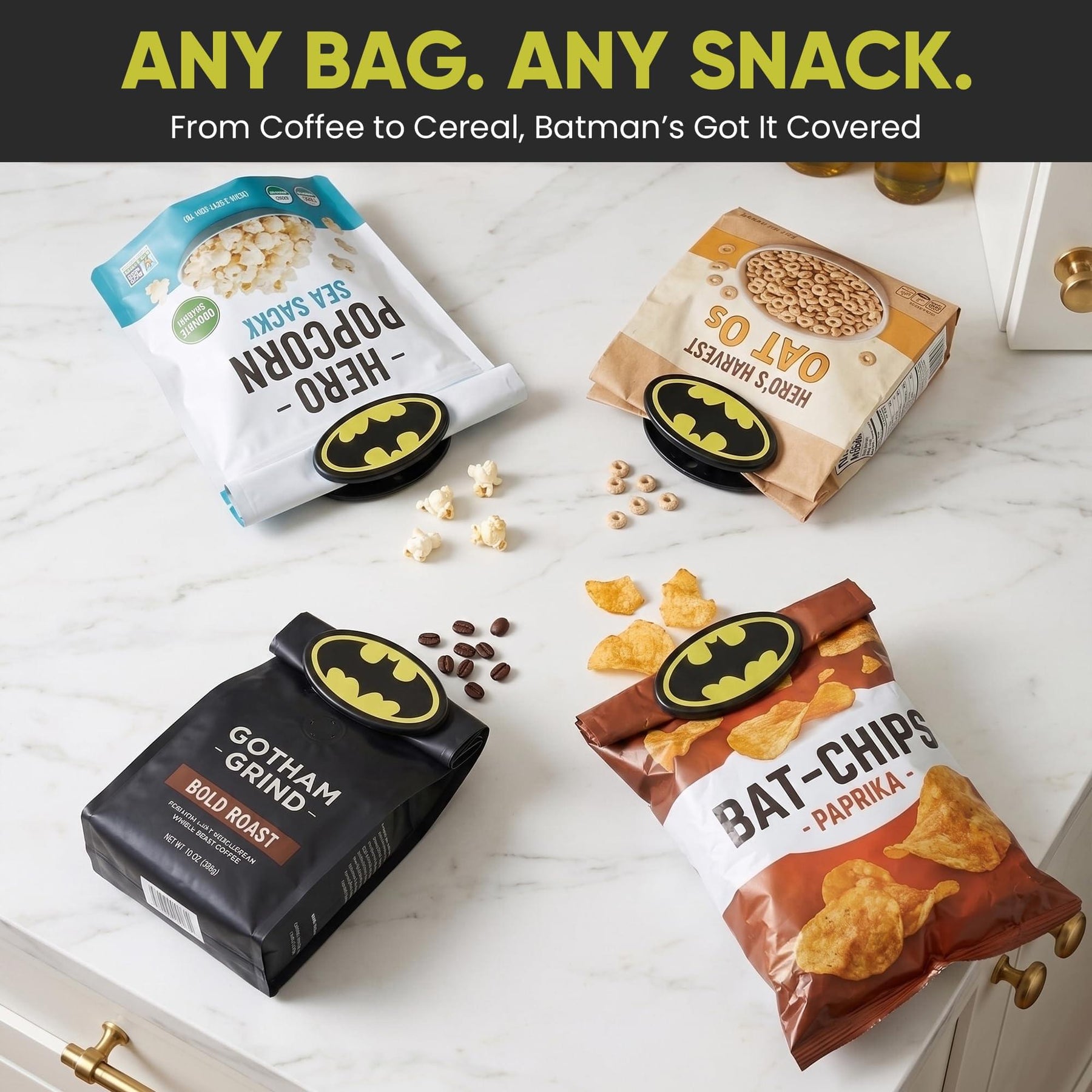 DC Comics Batman Logo Magnetic Bag Clips | 4 Pack