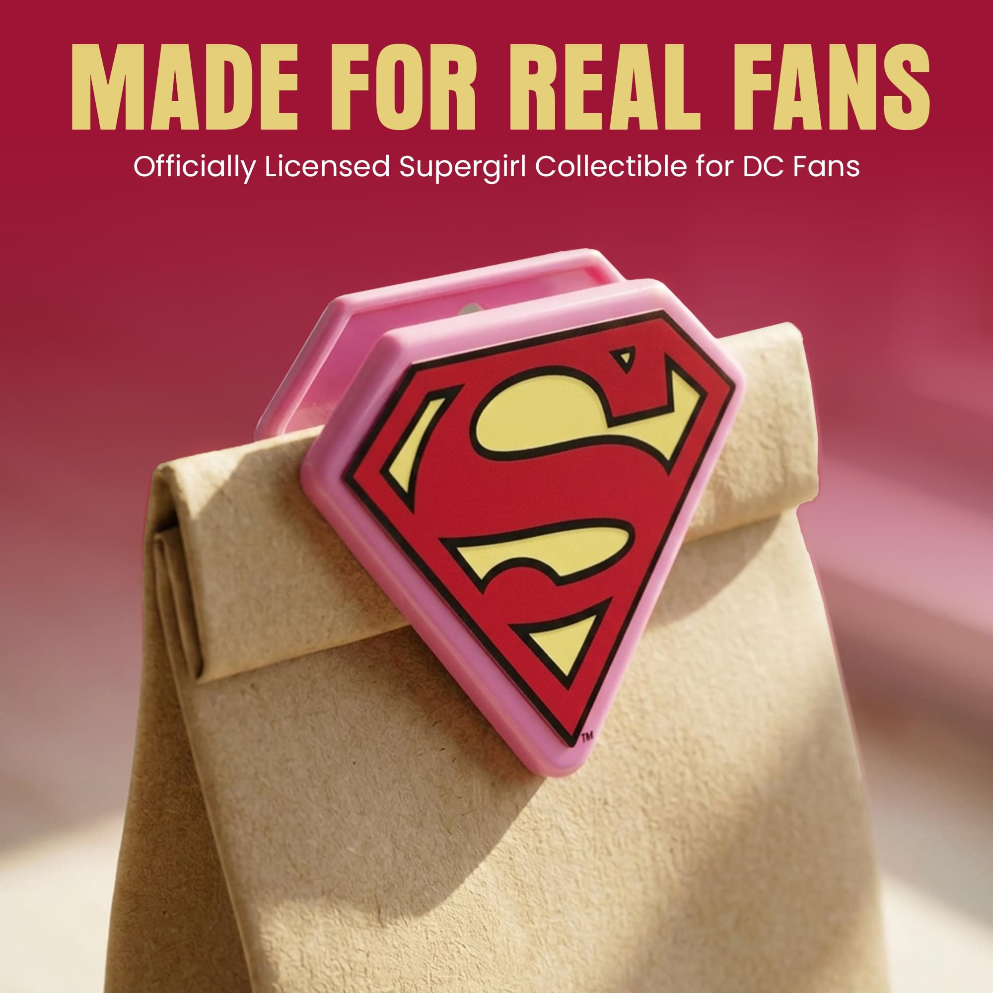 DC Comics Supergirl Pink "S" Logo Magnetic Bag Clips | Set Of 4