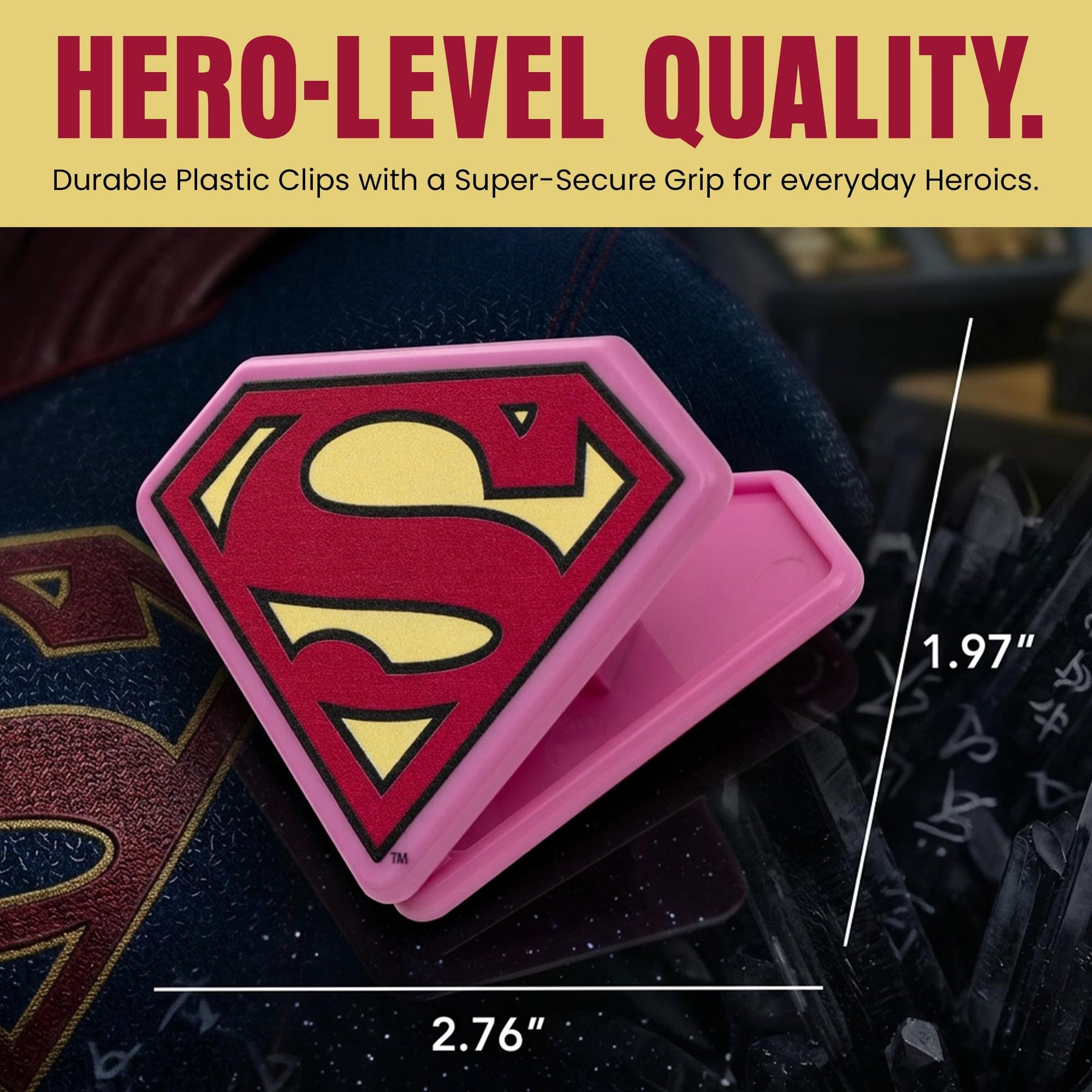 DC Comics Supergirl Pink "S" Logo Magnetic Bag Clips | Set Of 4