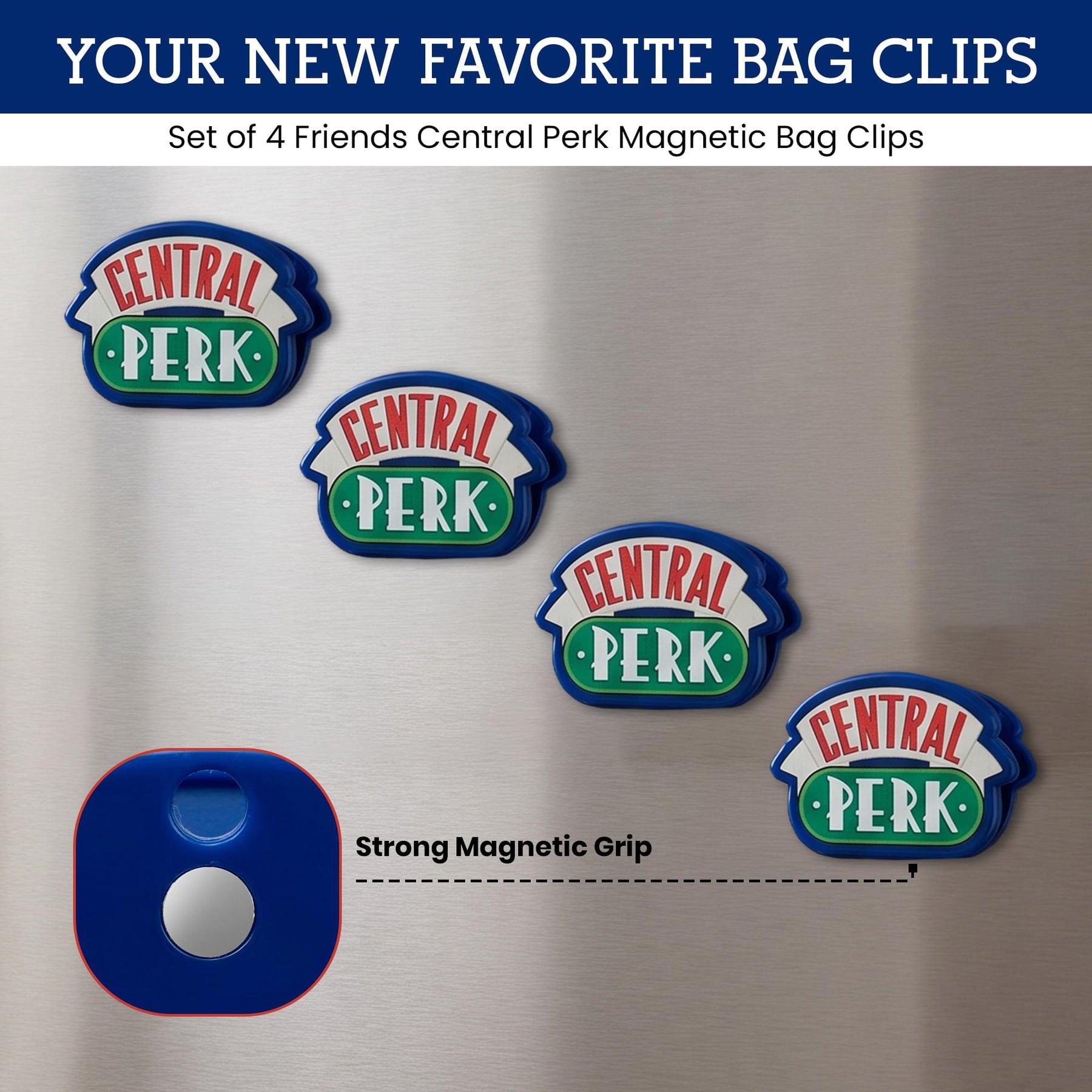 Friends Central Perk Logo Magnetic Bag Clips | Set Of 4