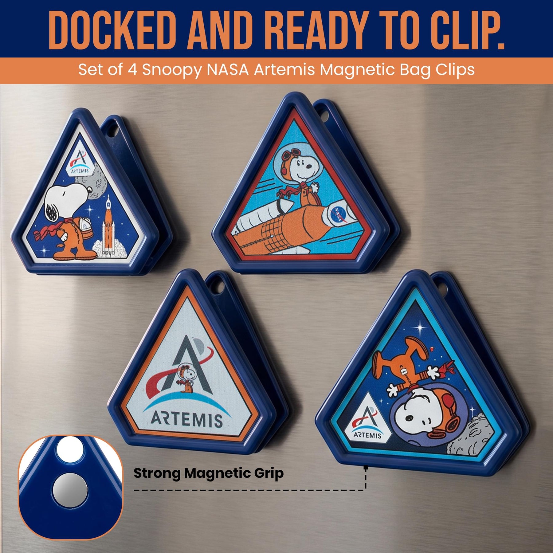 Peanuts Artemis Space Snoopy Magnetic Bag Clips | Set Of 4