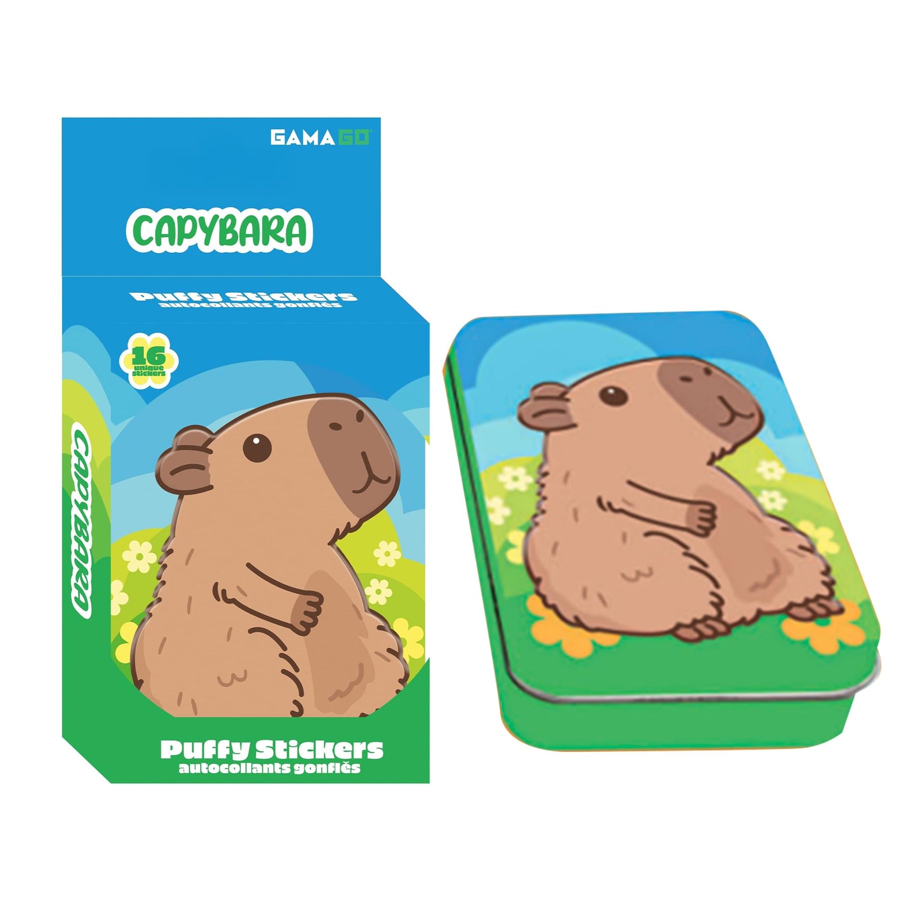 Capybara Puffy Stickers In Embossed Tin | 16 Count