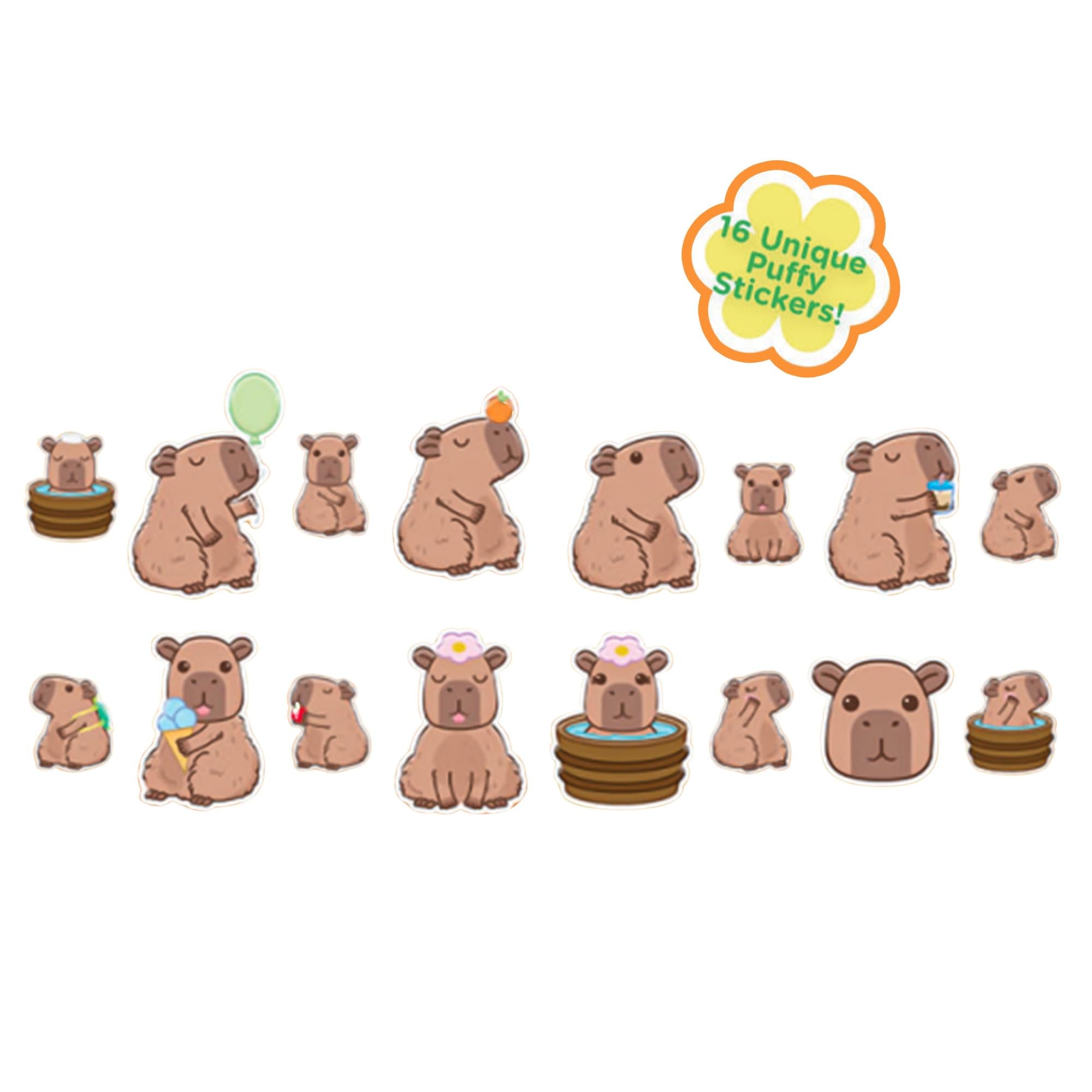 Capybara Puffy Stickers In Embossed Tin | 16 Count