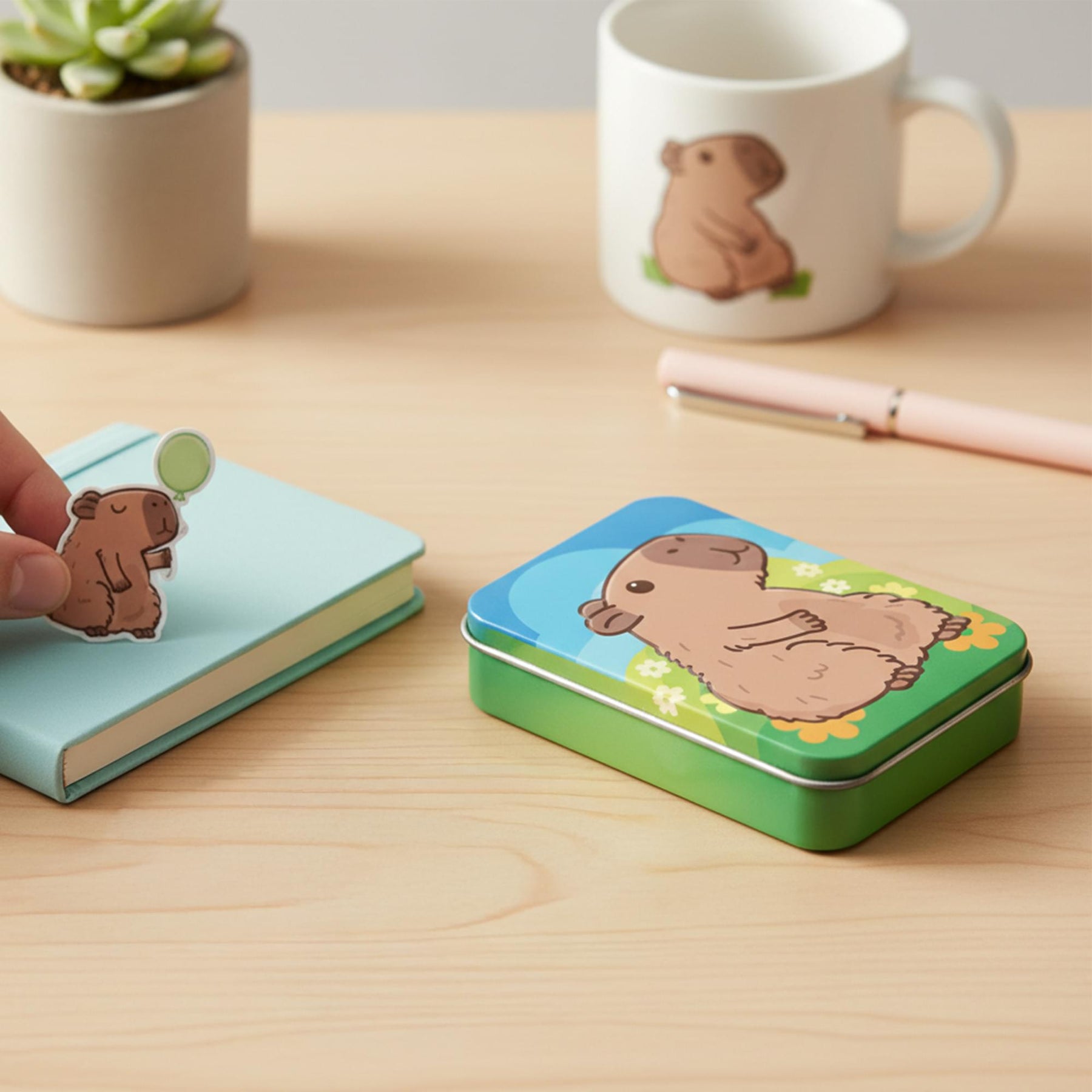 Capybara Puffy Stickers In Embossed Tin | 16 Count