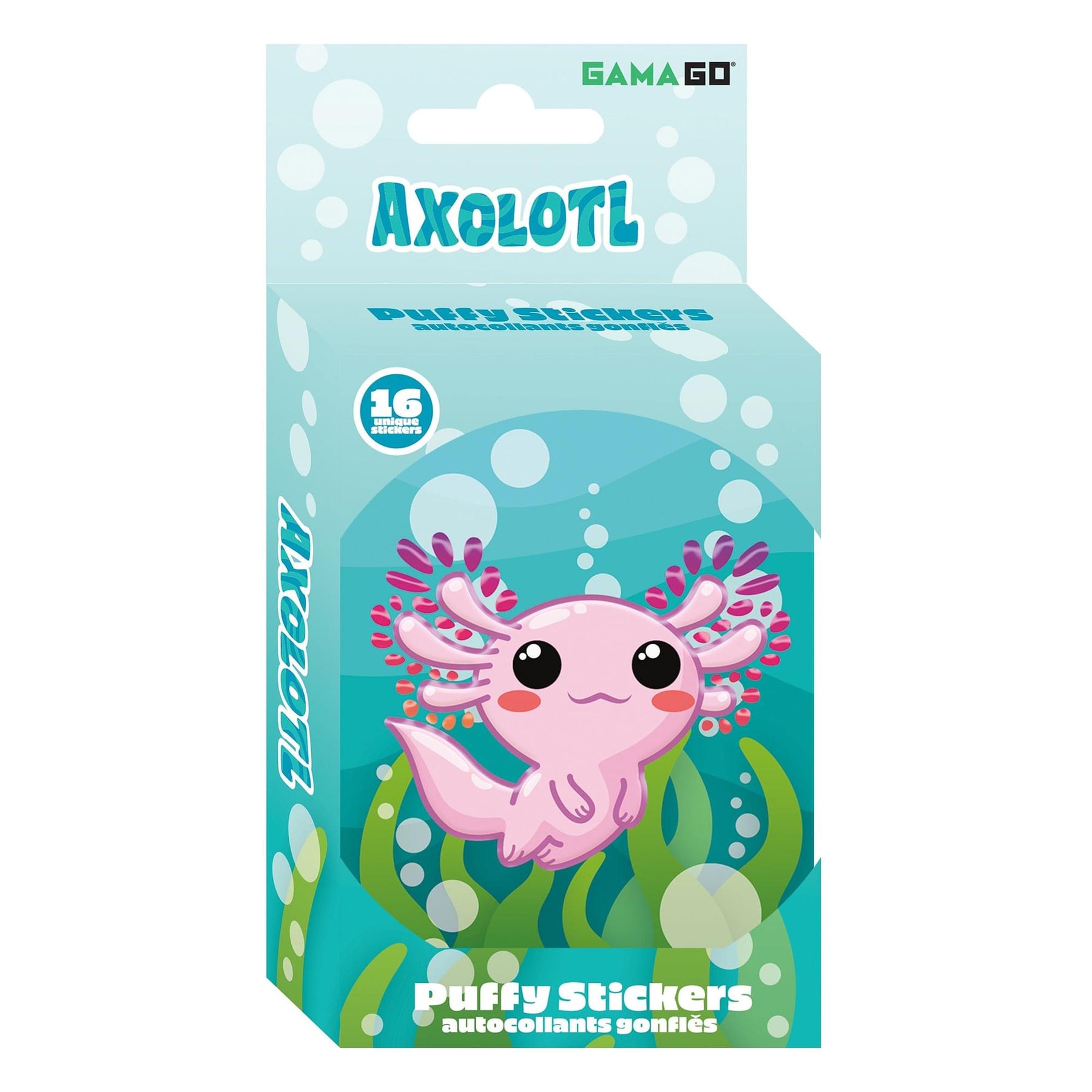Axolotl Puffy Stickers In Embossed Tin | 16 Count
